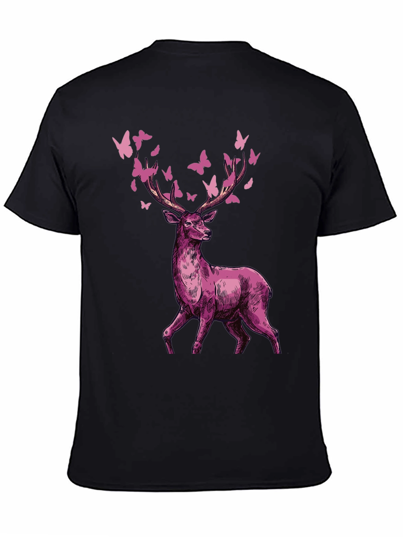 Black Deer & Butterfly Graphic Tee view 4