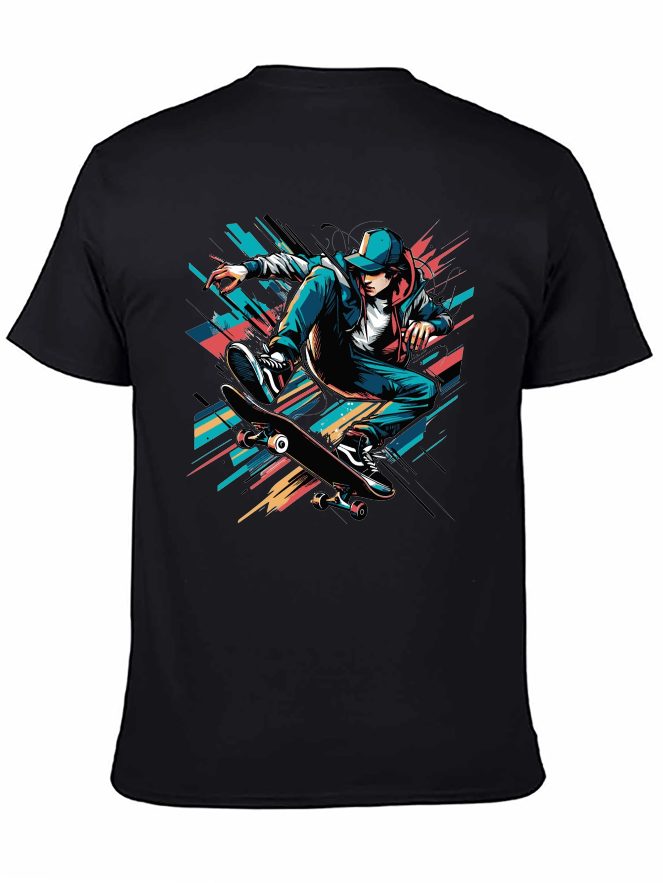 Black Skater Graphic Tee - Cool Black T-Shirt view 4