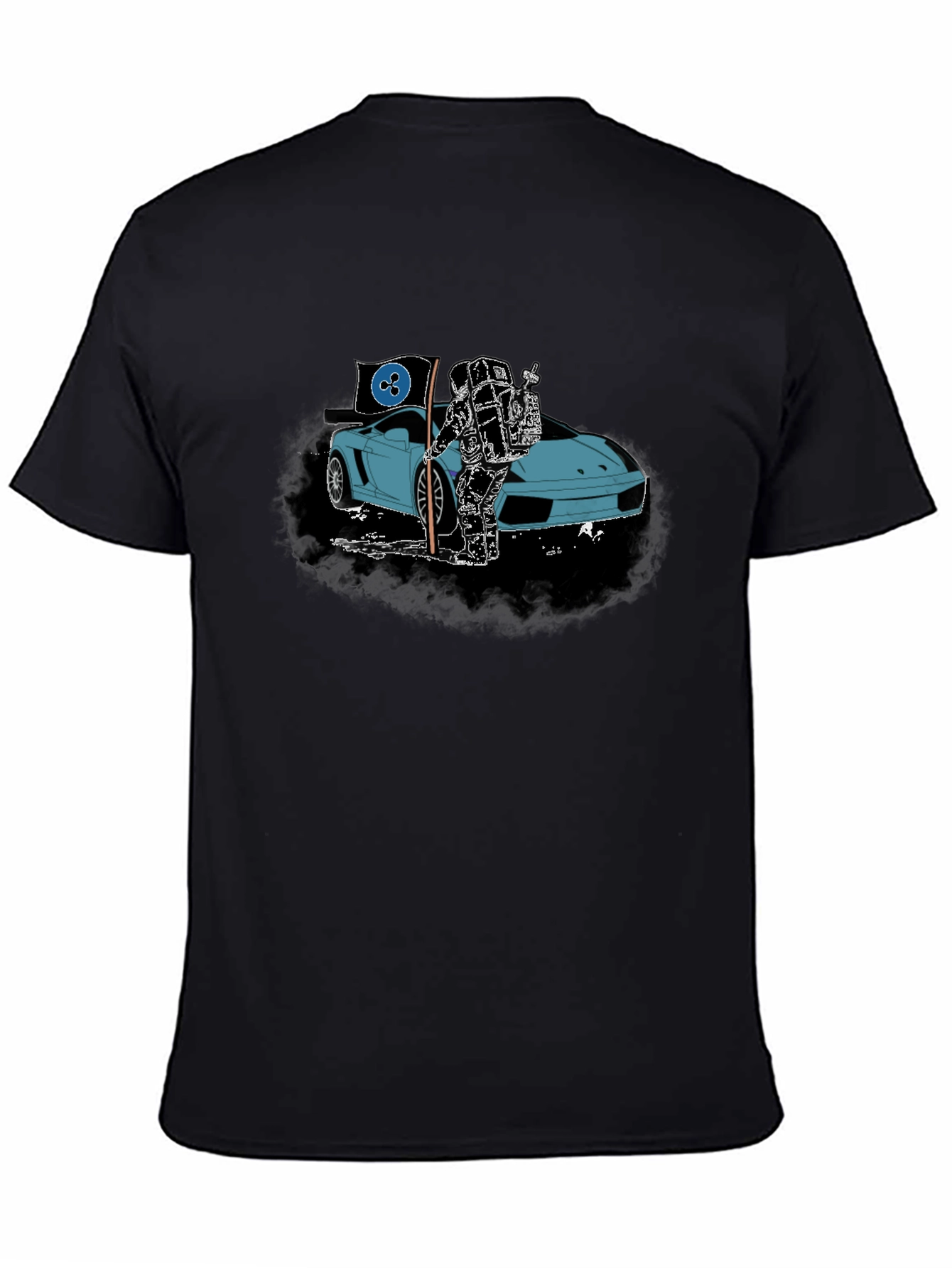 Black Astronaut & Sports Car Graphic T-Shirt view 4