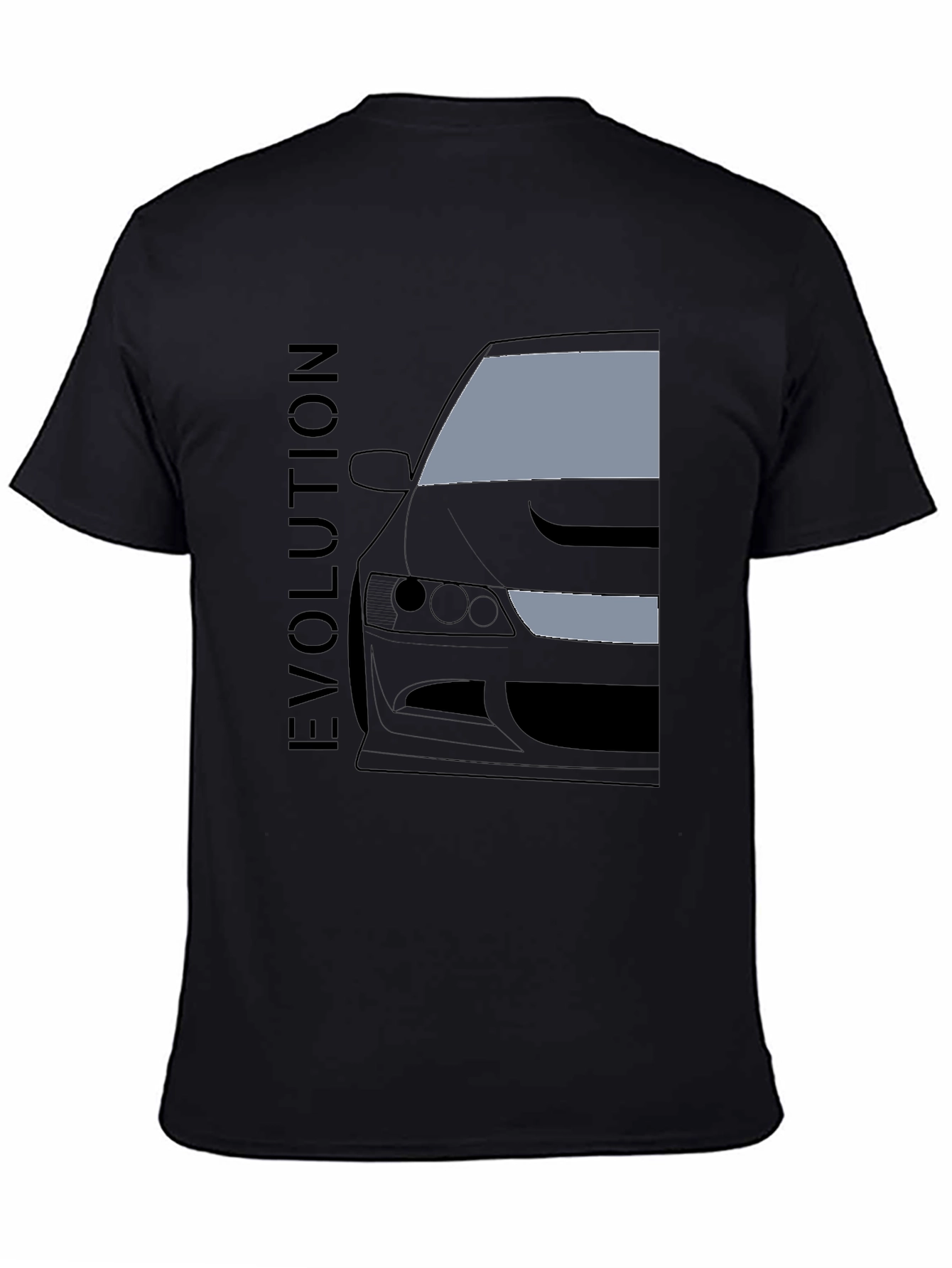 Black Evolution Car Graphic Tee - Black Cotton T-Shirt view 4
