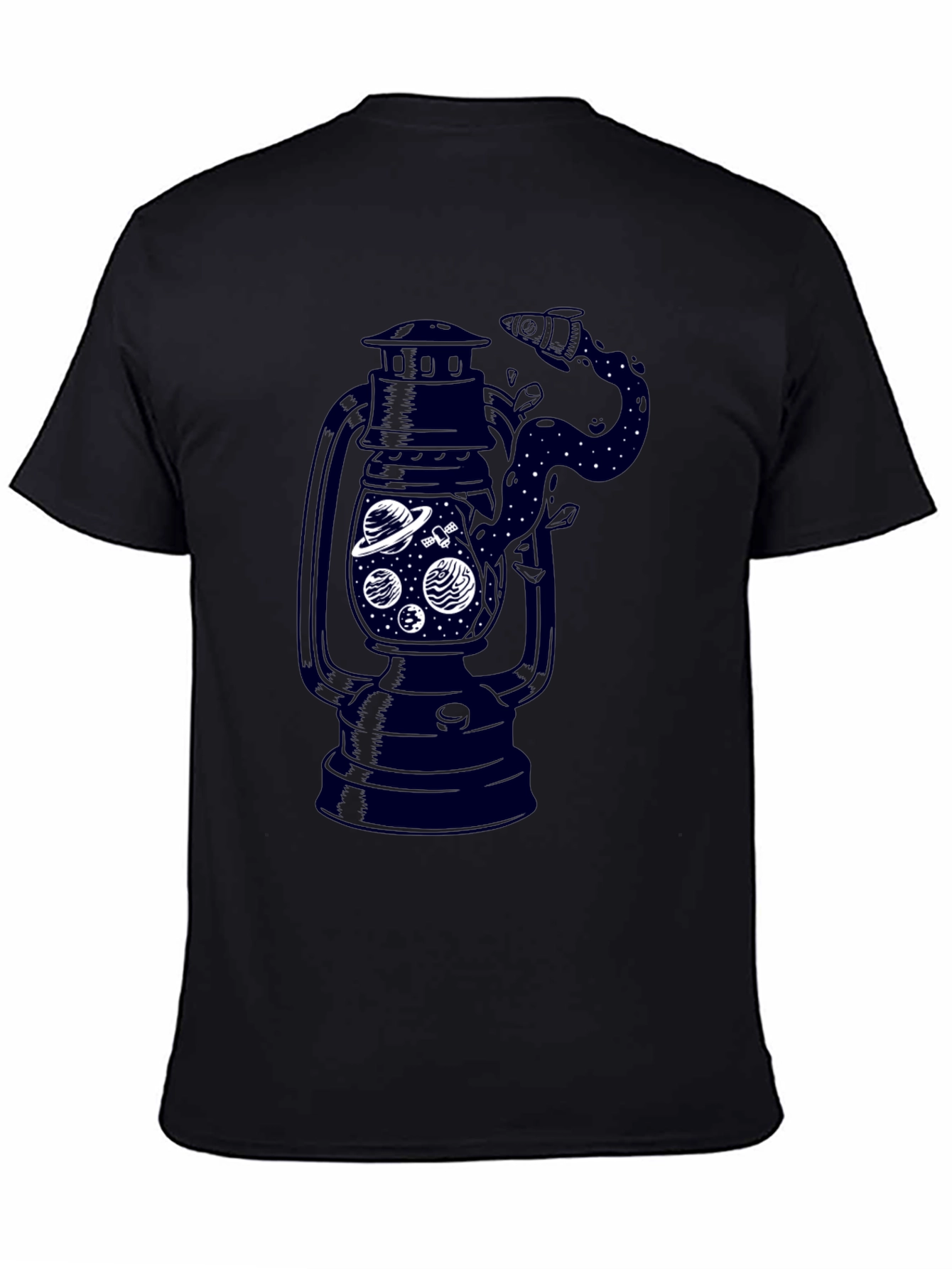 Black Men's Black Graphic T-Shirt - Lantern Space Design view 4
