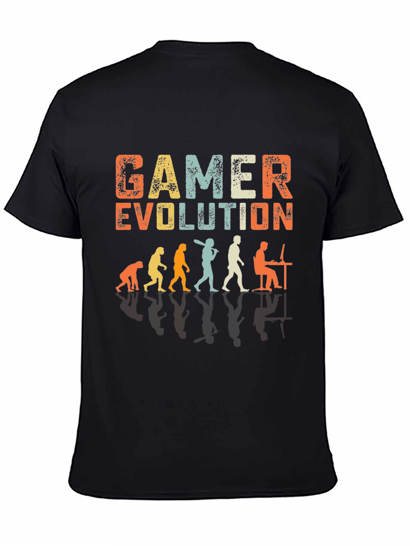 Black Gamer Evolution Graphic T-Shirt - Black Cotton Tee view 4