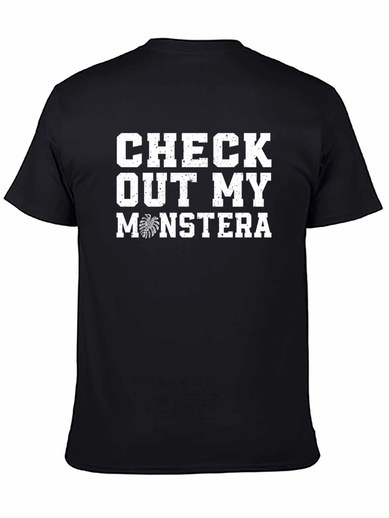 Black Check Out My Monstera Graphic Tee - Black Cotton T-Shirt view 4