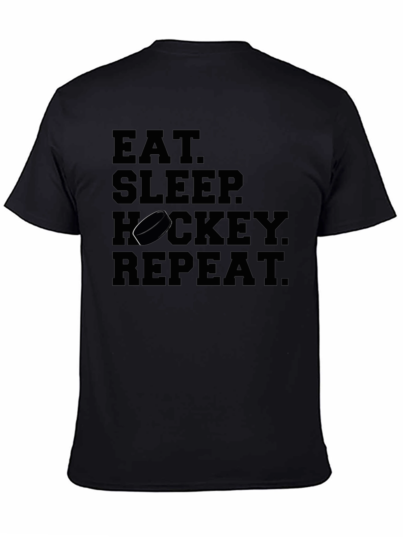 Eat Sleep Hockey Repeat Black T-Shirt - 4