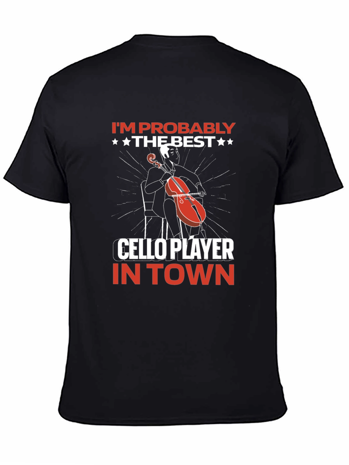 Black Best Cello Player T-Shirt: Music Lover Gift view 4