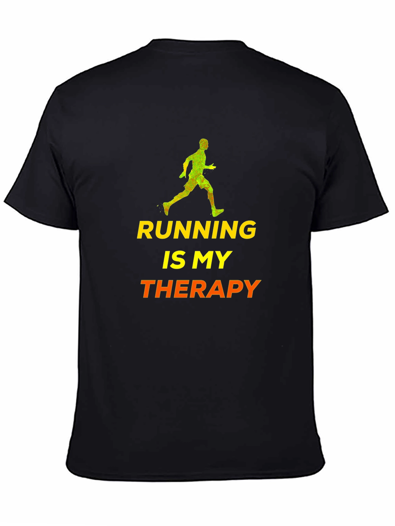 Black Running Is My Therapy T-Shirt - Black Cotton Blend view 4