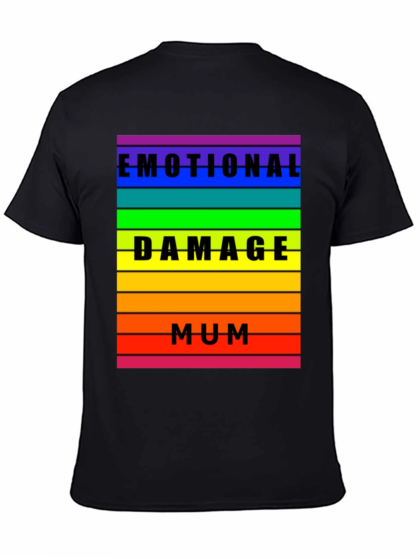 Black Emotional Damage Mum Rainbow Striped Graphic Tee view 4