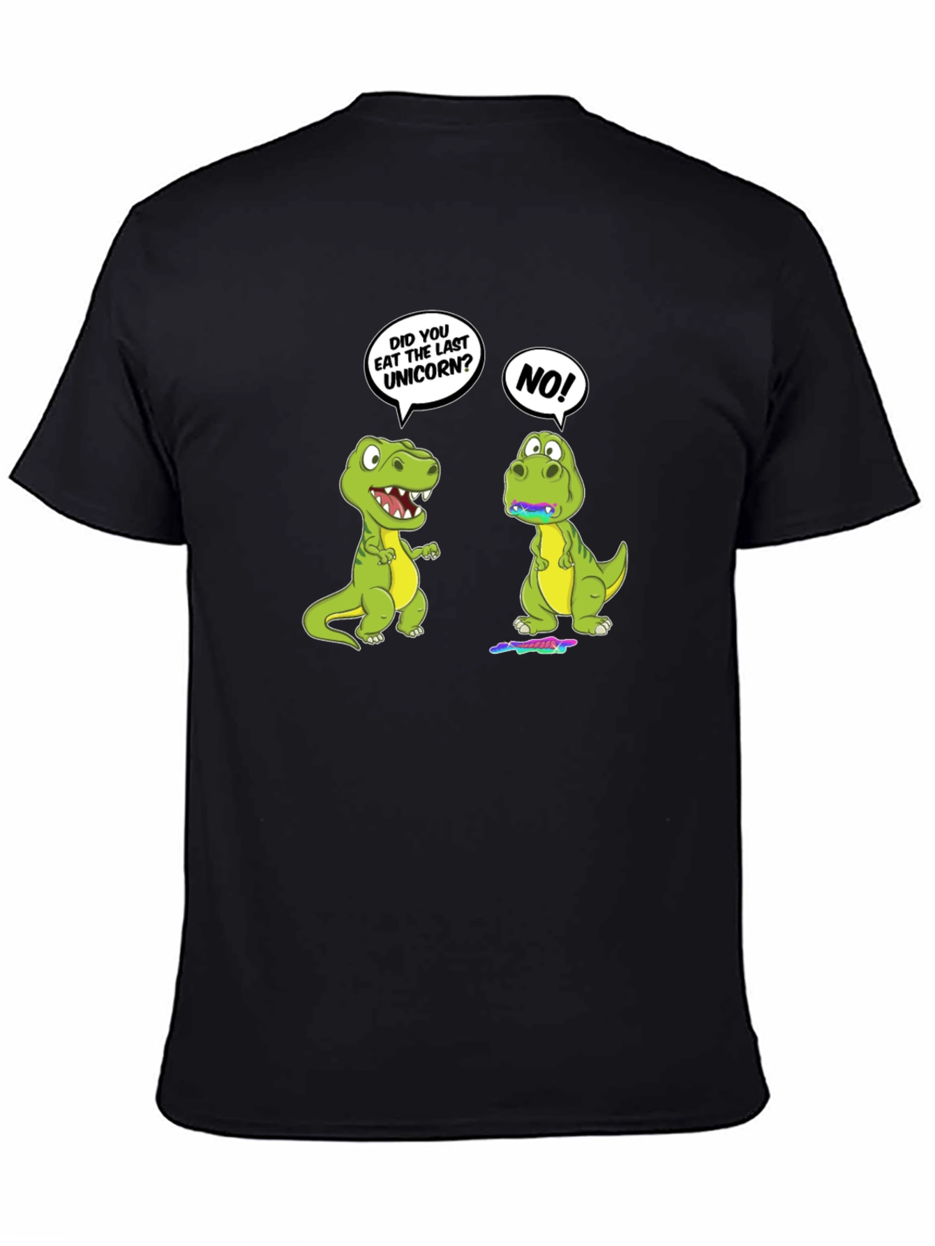 Black Funny Dinosaur Unicorn T-Shirt view 4