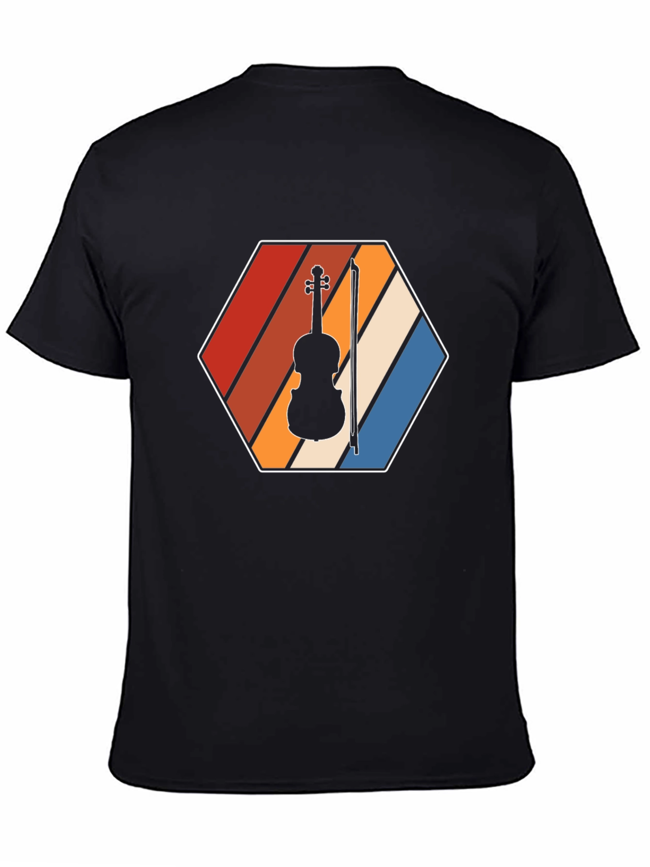 Black Retro Violin T-Shirt - Music Lover Tee view 4