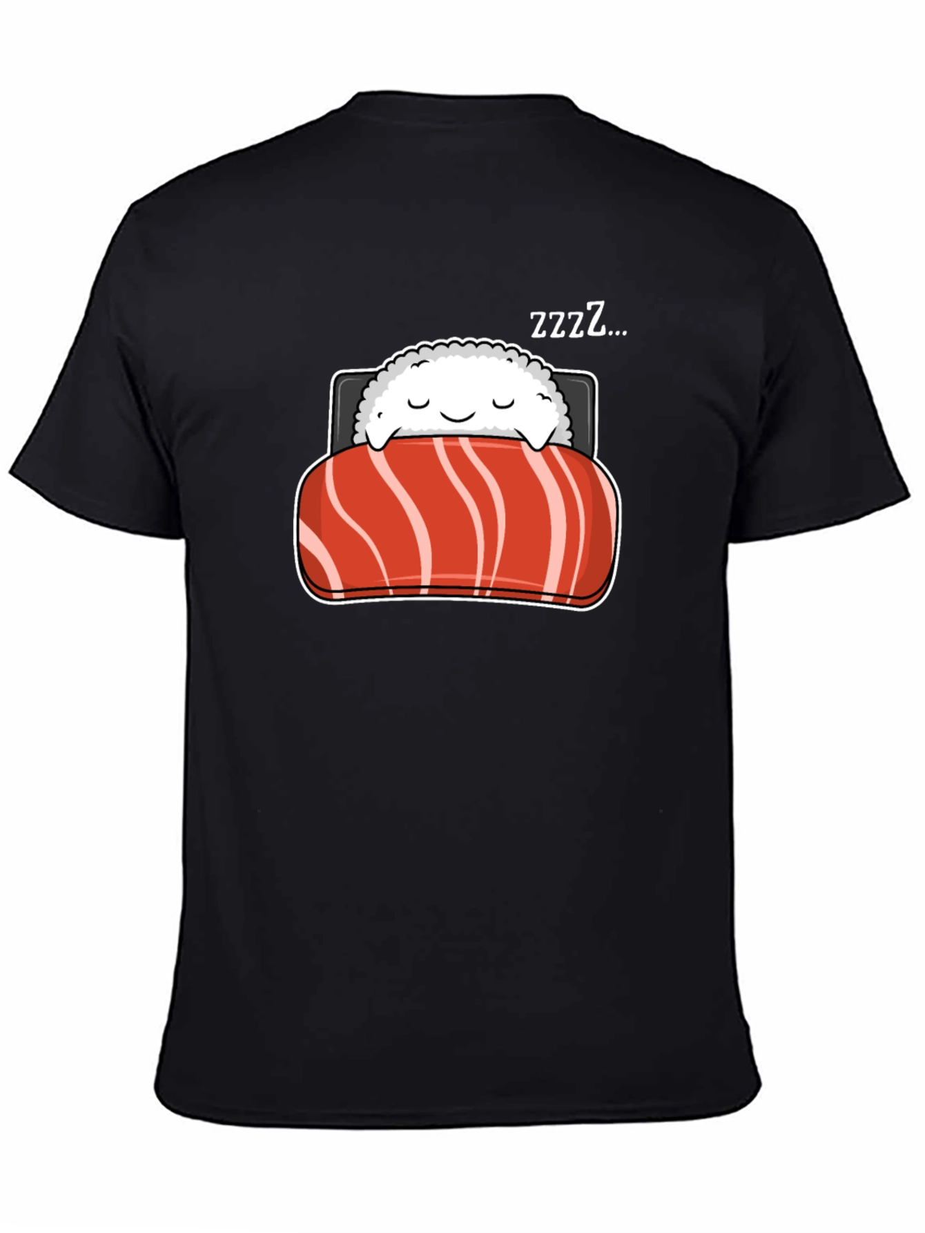 Black Sleeping Sushi Roll Graphic T-Shirt view 4