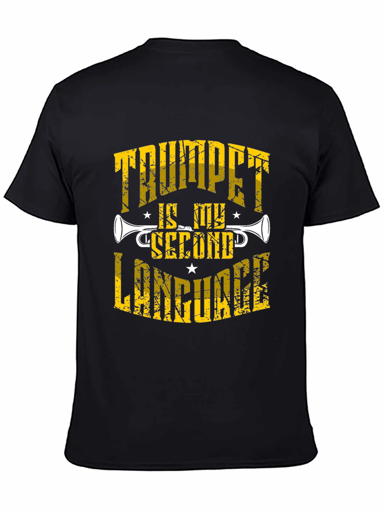 Black Trumpet is My Second Language Black T-Shirt view 4