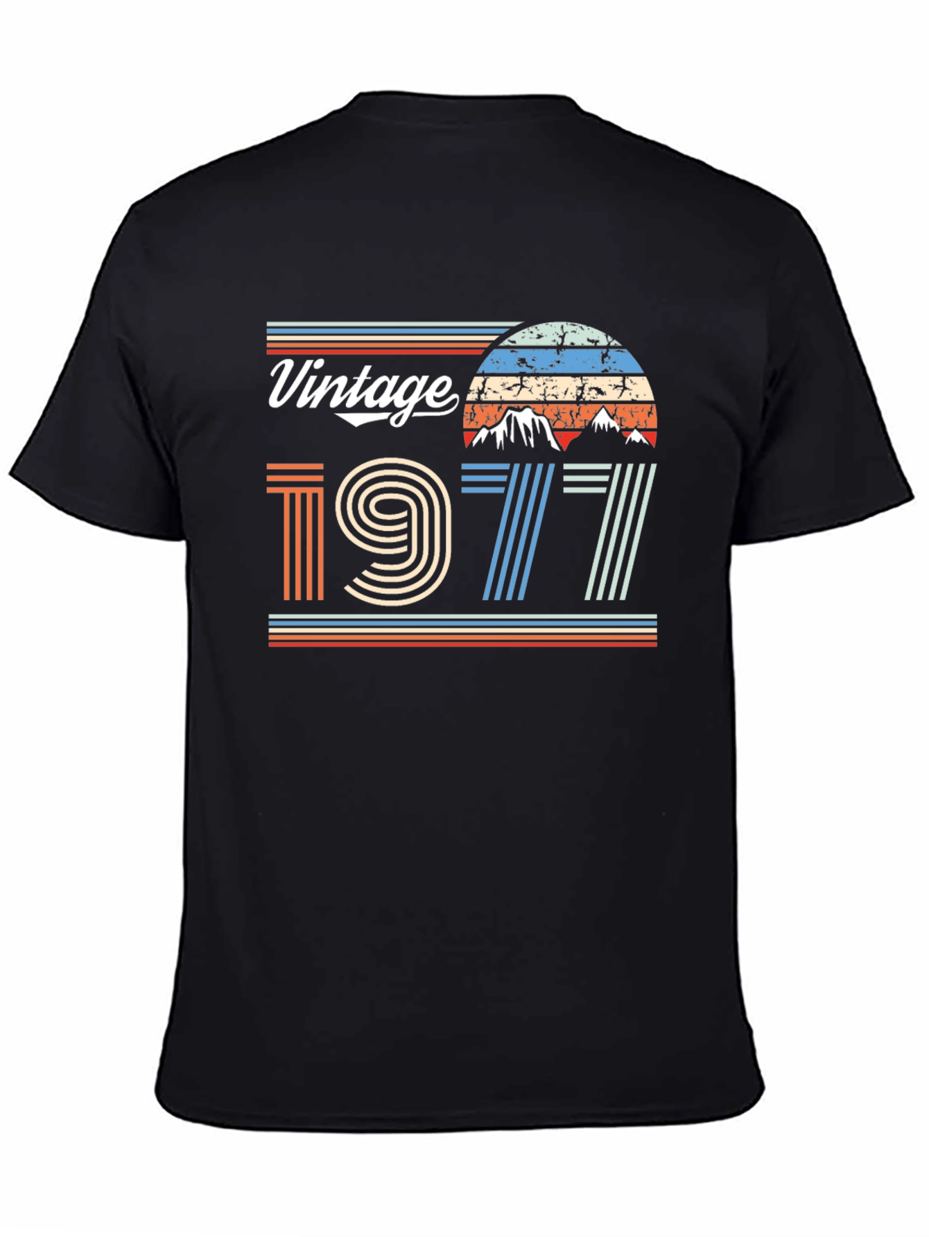 Black Vintage 1977 Graphic T-Shirt Retro Style Tee view 4