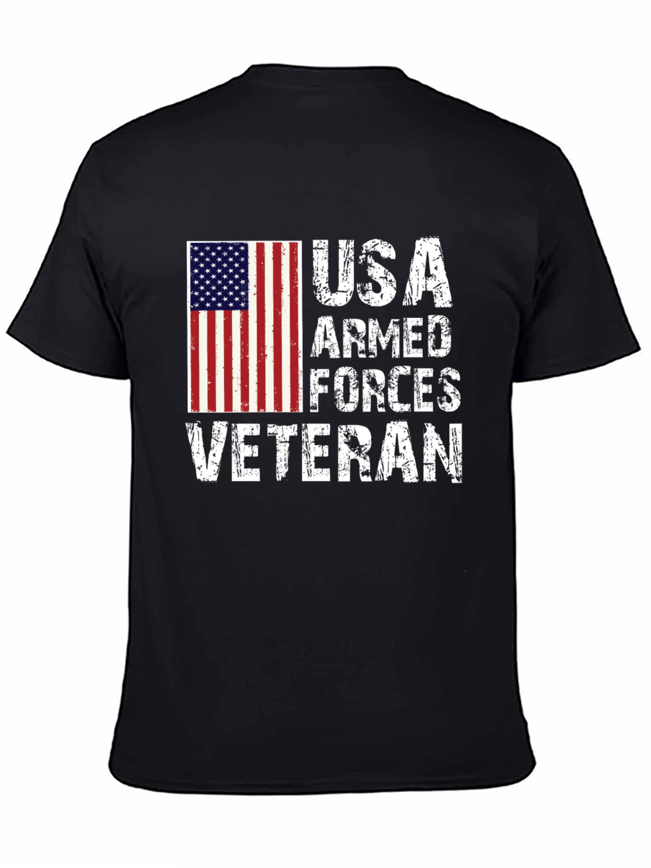 Black USA Armed Forces Veteran T-Shirt view 4