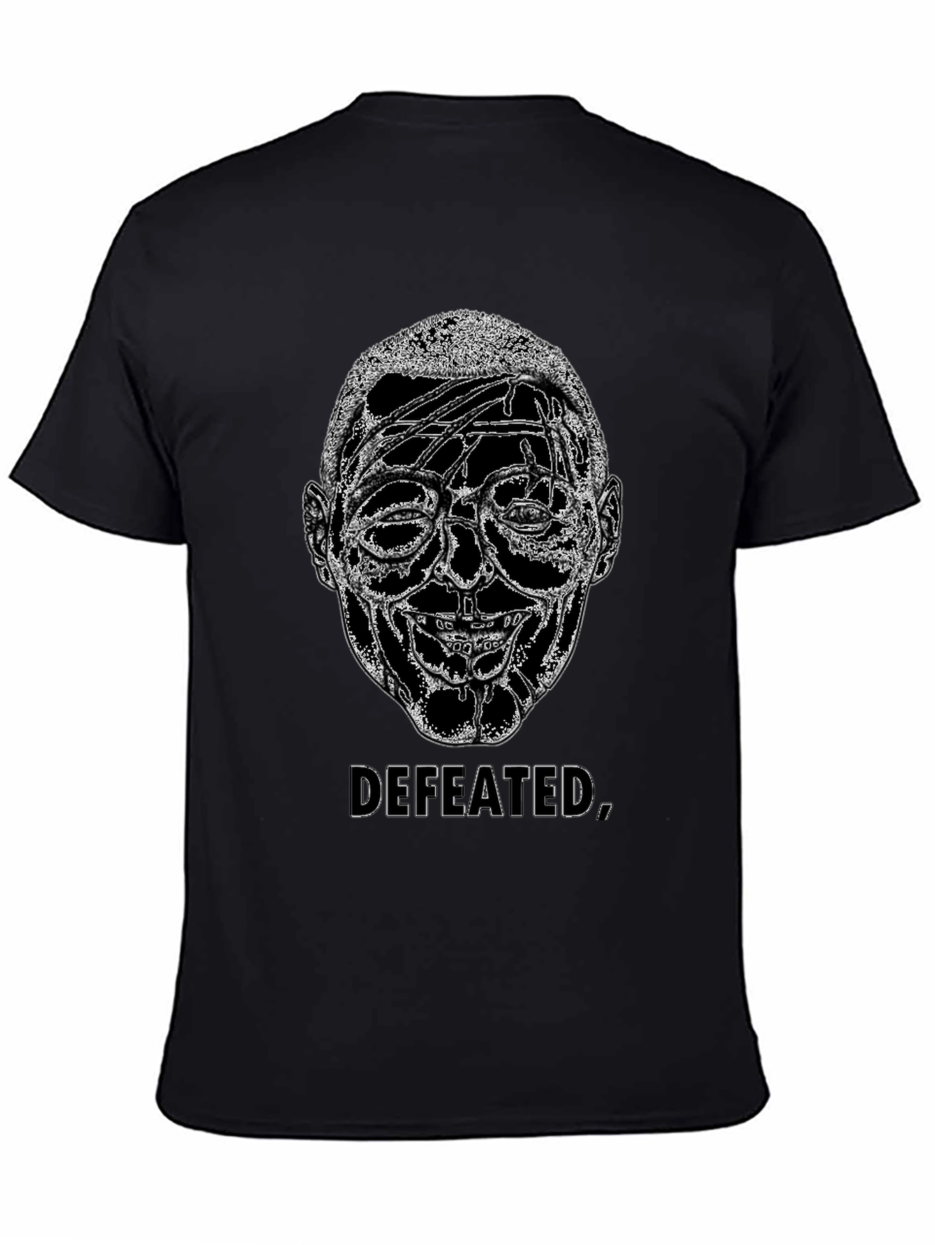 Black Defeated Graphic Print Black T-Shirt view 4
