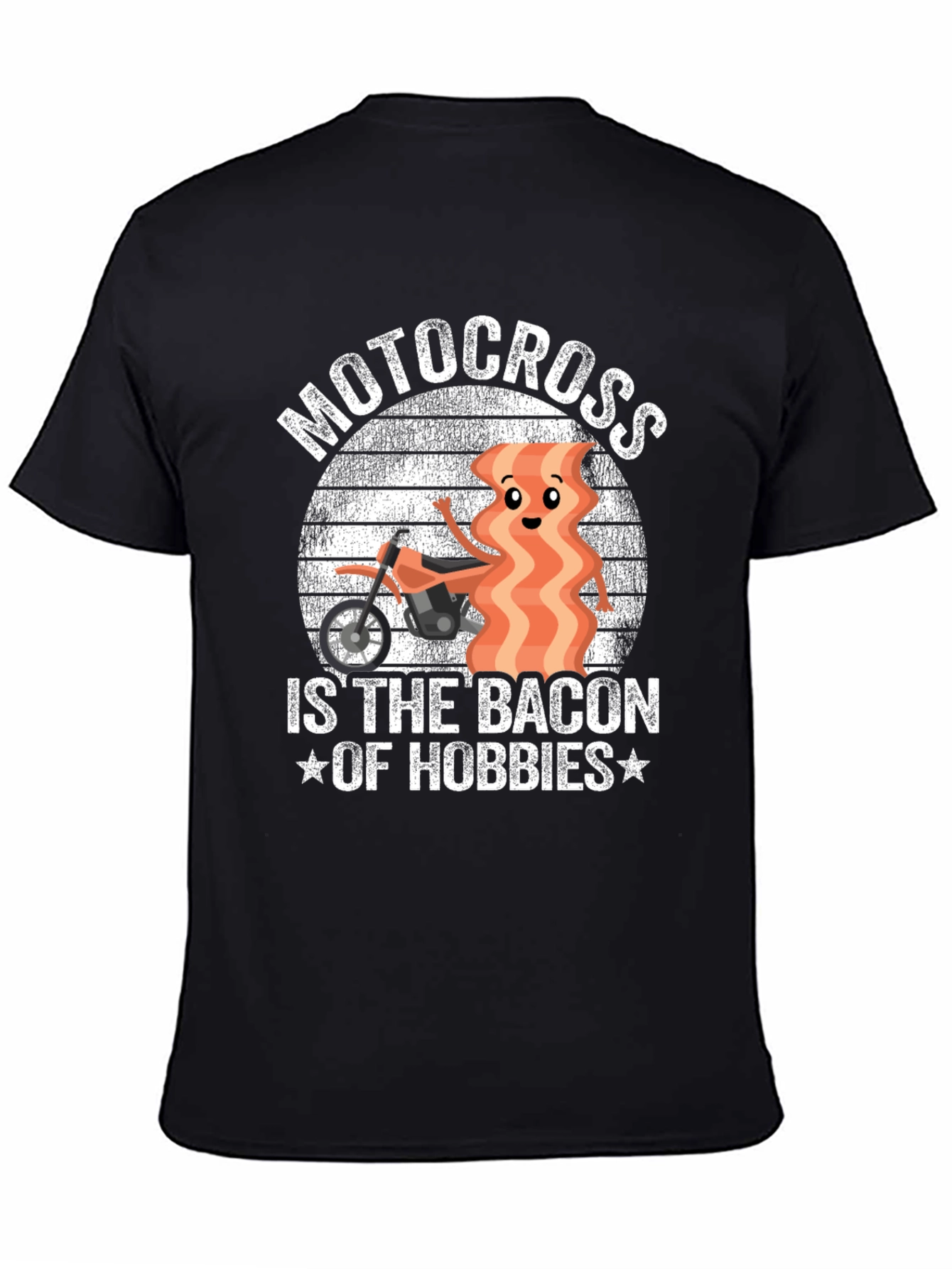 Black Motocross Bacon Hobbies Black Graphic Tee view 4