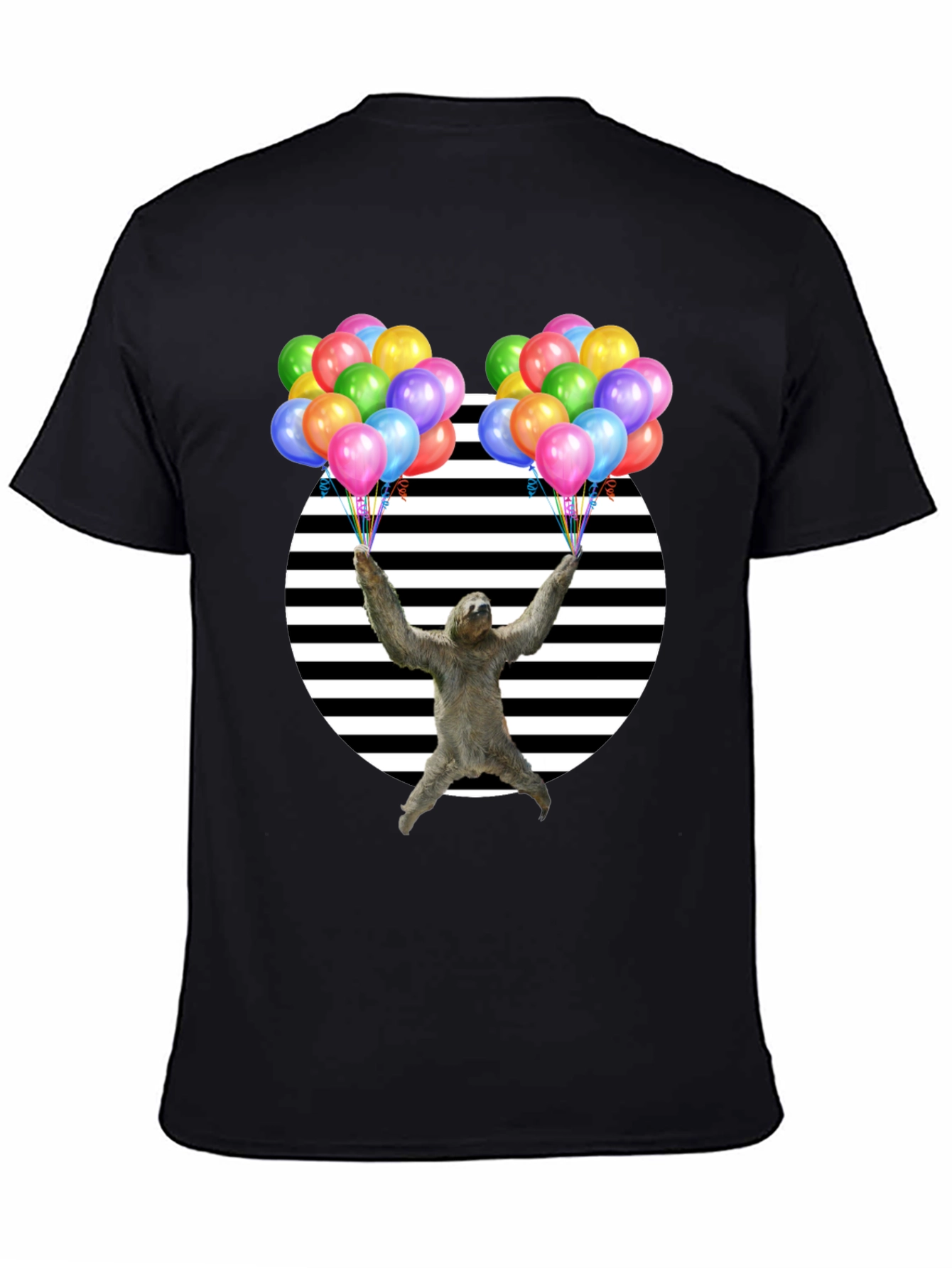 Black Sloth Balloons Graphic T-Shirt - Unisex Design view 4