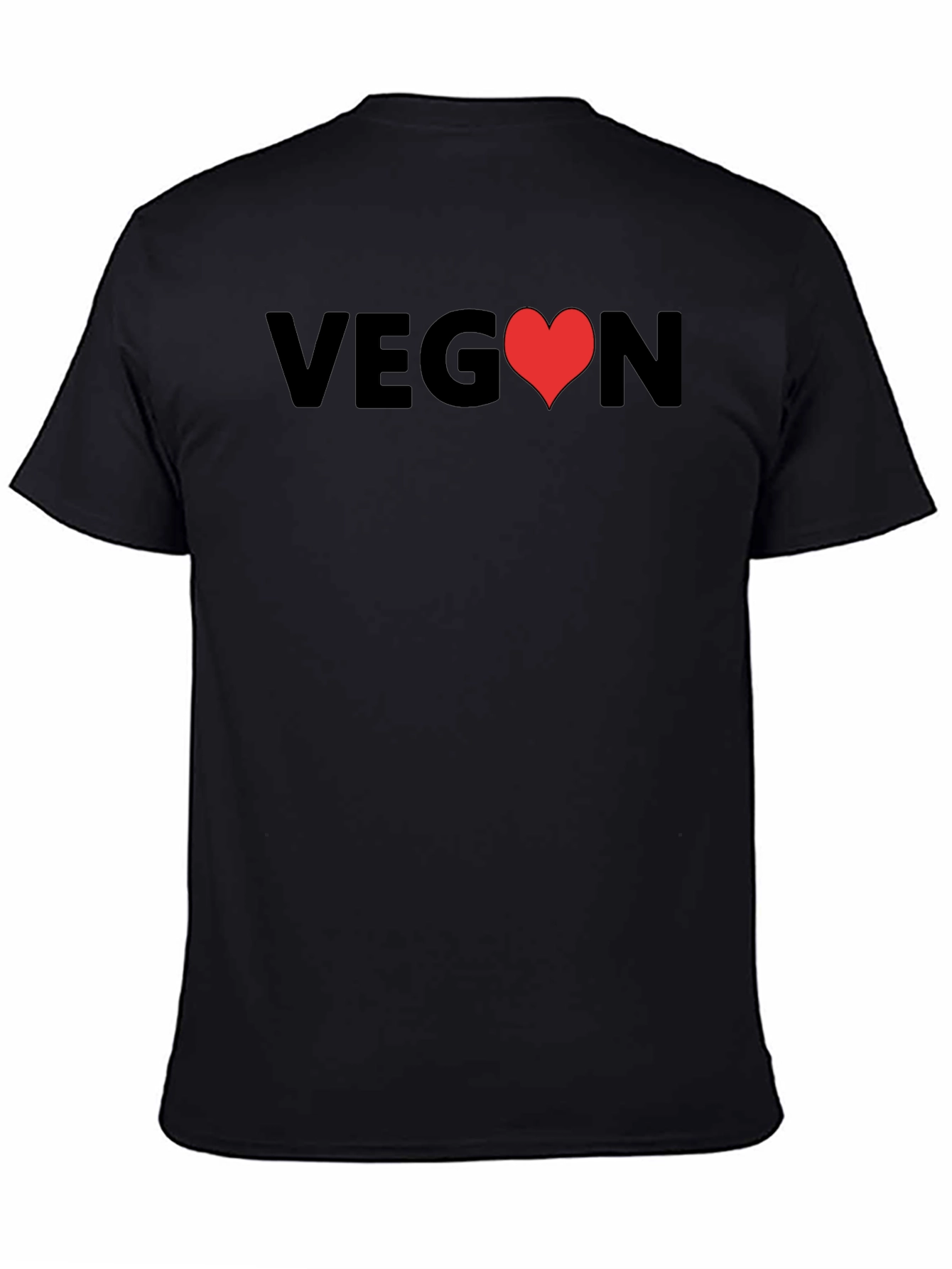 Black Vegan Heart Graphic T-Shirt - Unisex Soft Cotton Tee view 4