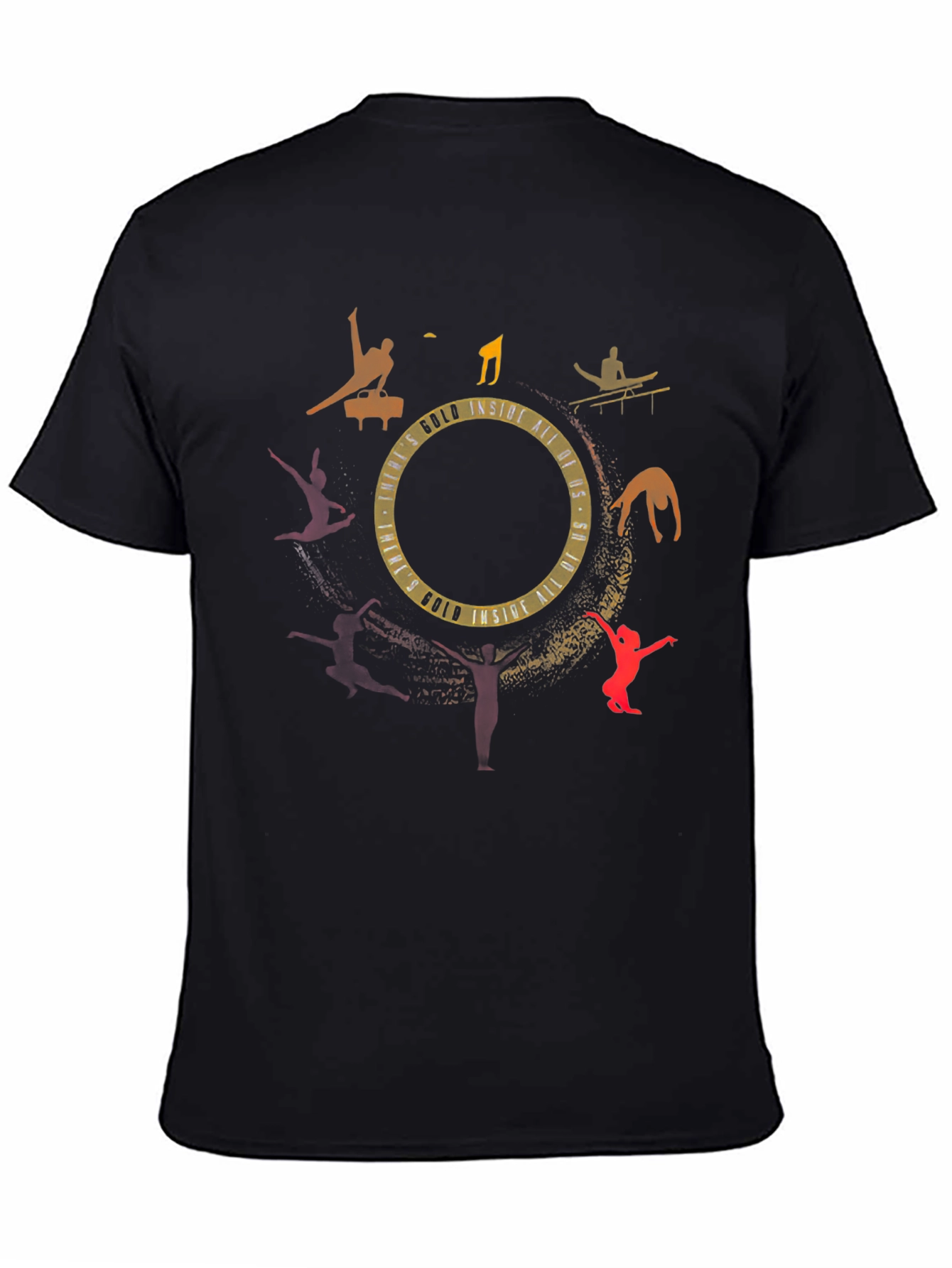 Black Gymnastics Silhouette Graphic Black T-Shirt view 4