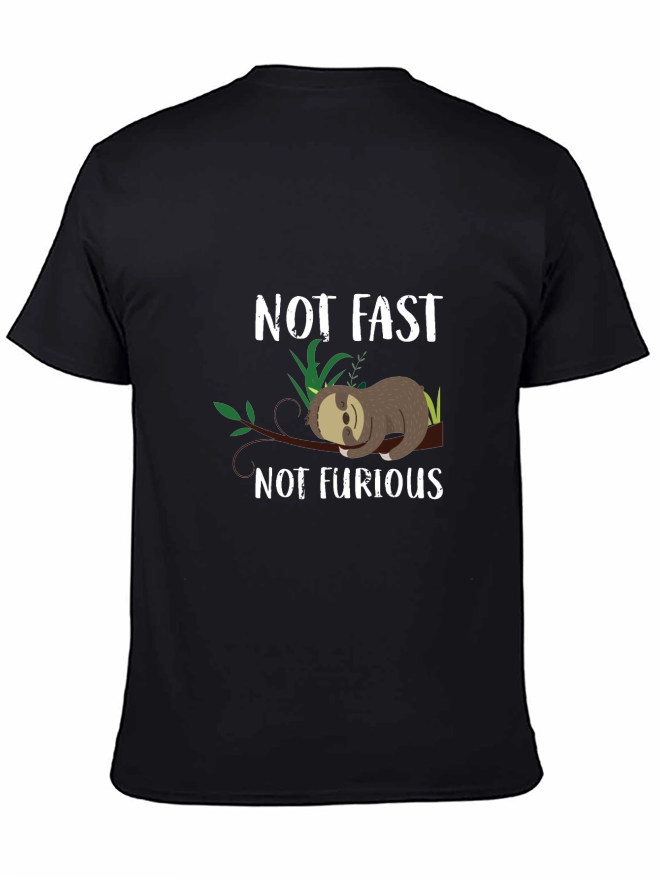 Black Not Fast Not Furious Sloth Graphic Tee view 4