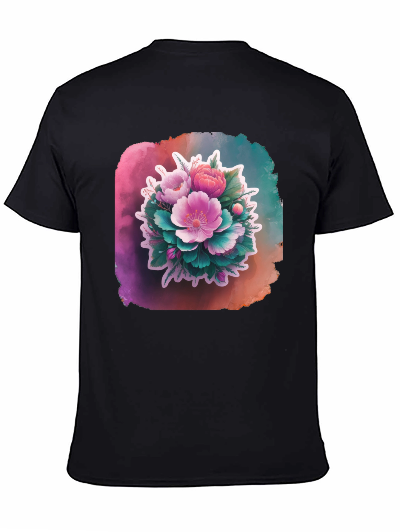 Black Floral Bouquet Black T-Shirt view 4