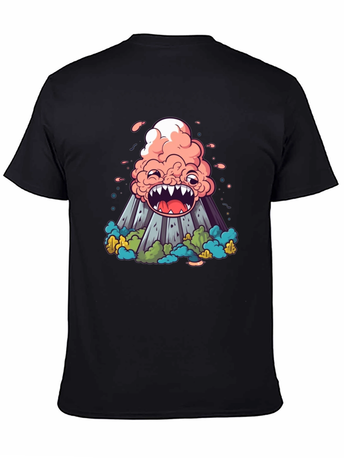 Black Volcano Monster Graphic Black T-Shirt view 4