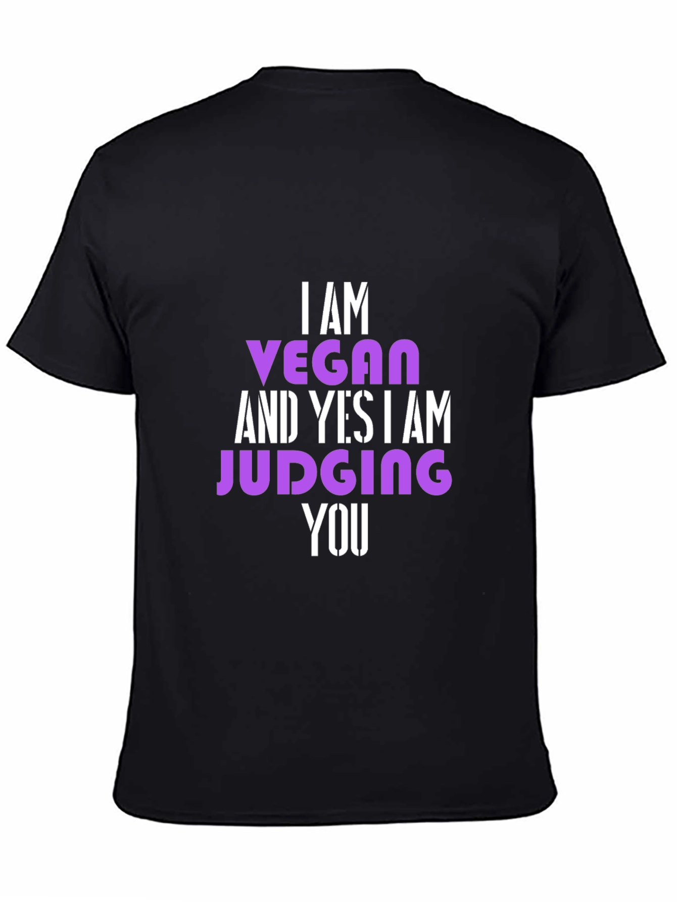 Black Vegan Statement T-Shirt - Judge Free... Almost view 4
