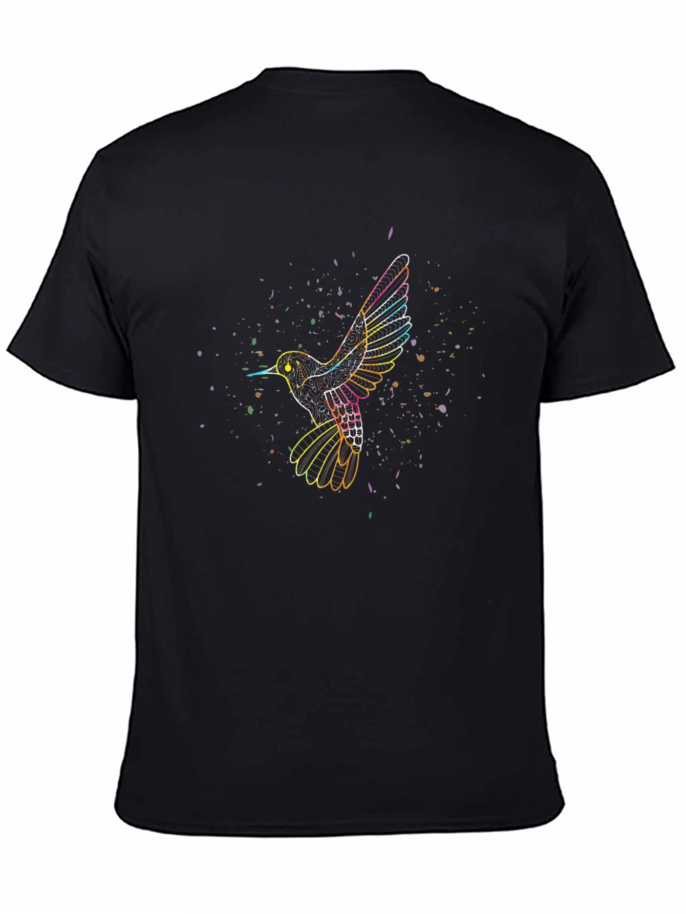Black Rainbow Hummingbird Black T-Shirt view 4