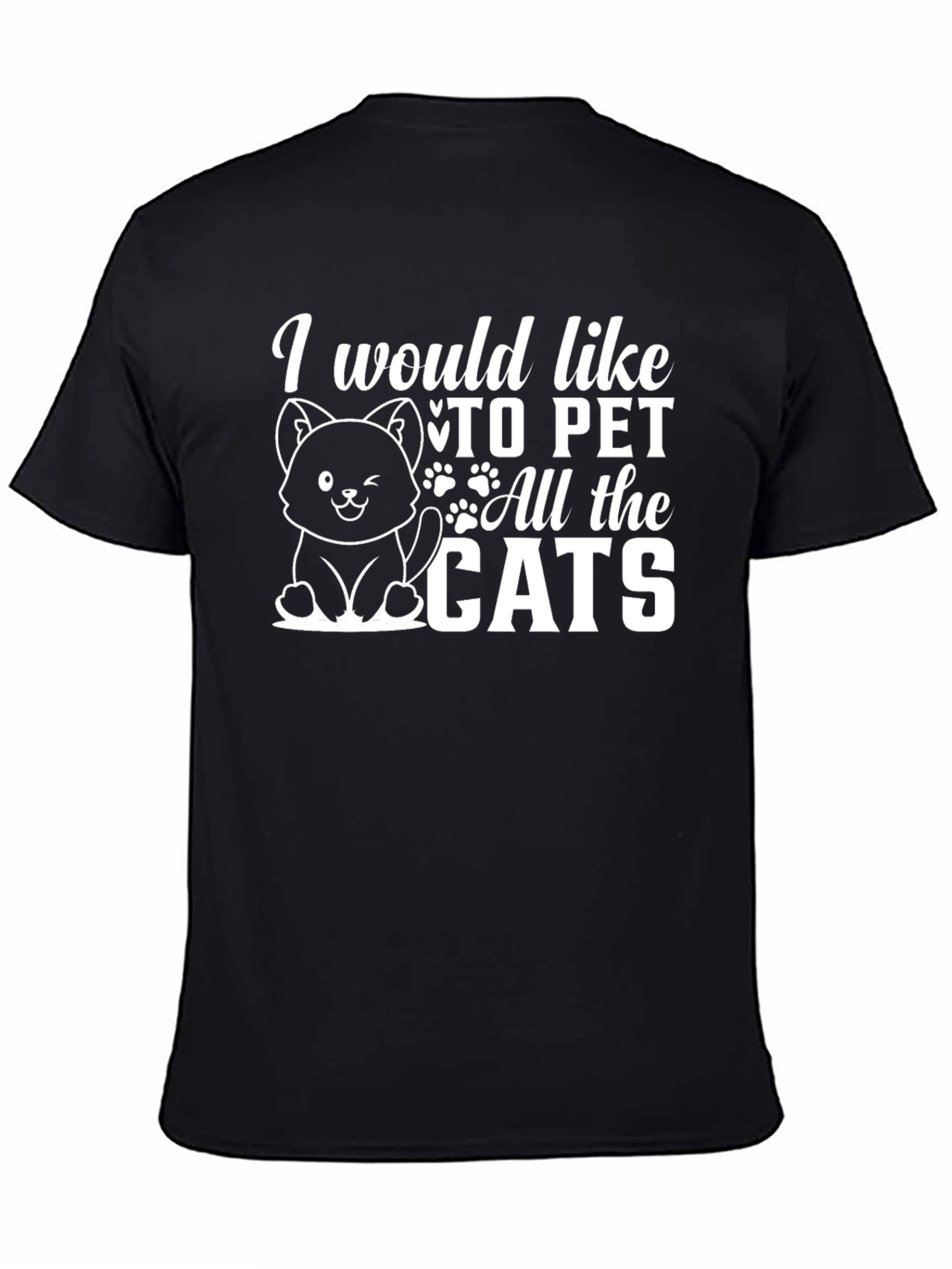 Black Funny Cat Lover T-Shirt - I Would Like To Pet All The Cats view 4