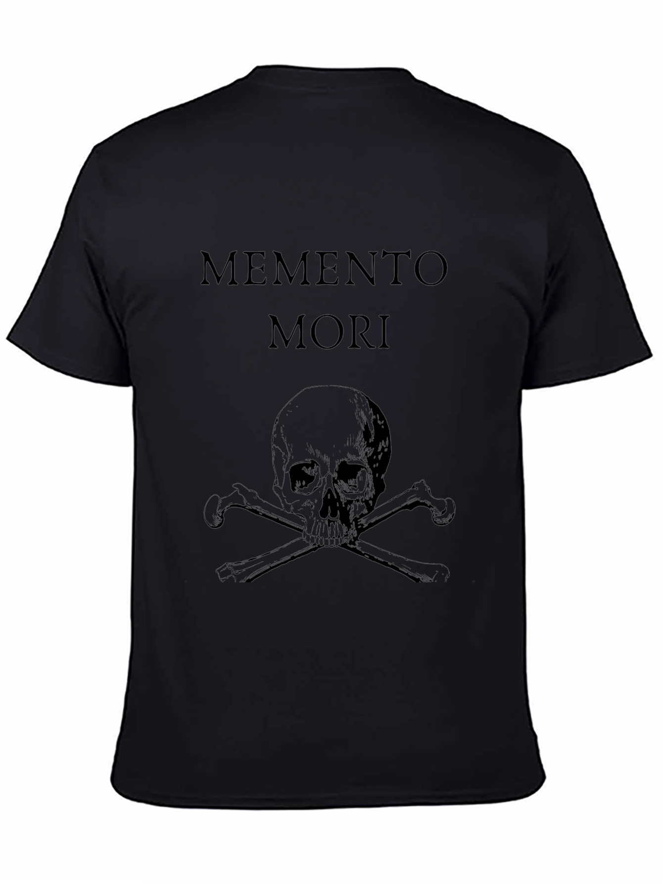 Black Memento Mori Skull Graphic Tee - Black Cotton T-Shirt view 4
