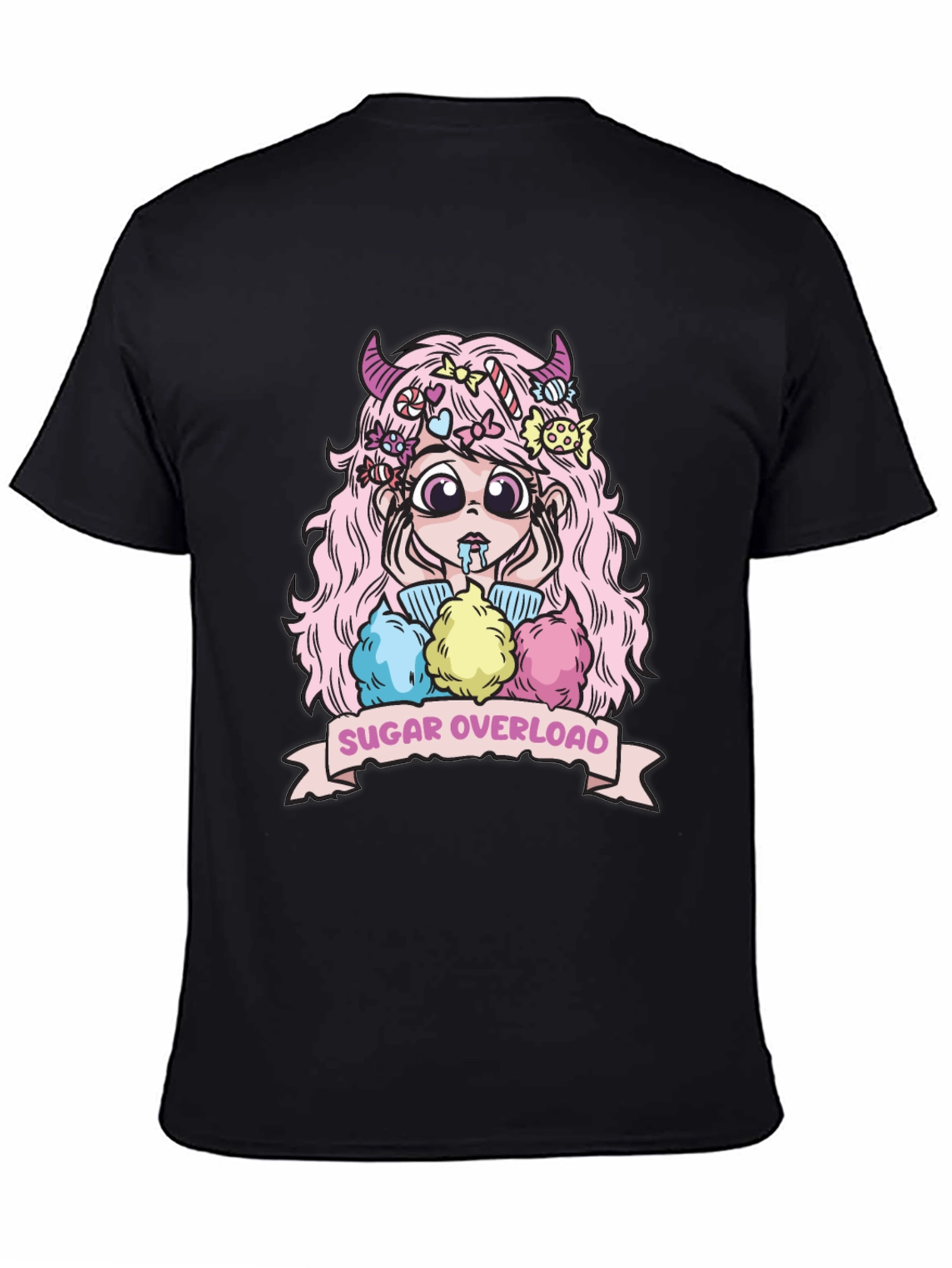 Black Sugar Overload Graphic Tee - Cotton Black T-Shirt view 4