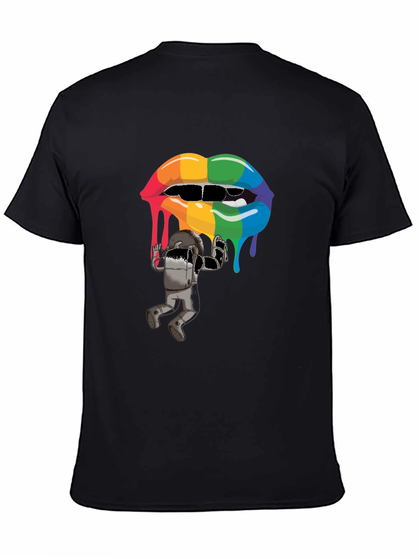 Black Rainbow Lips Graphic T-Shirt view 4