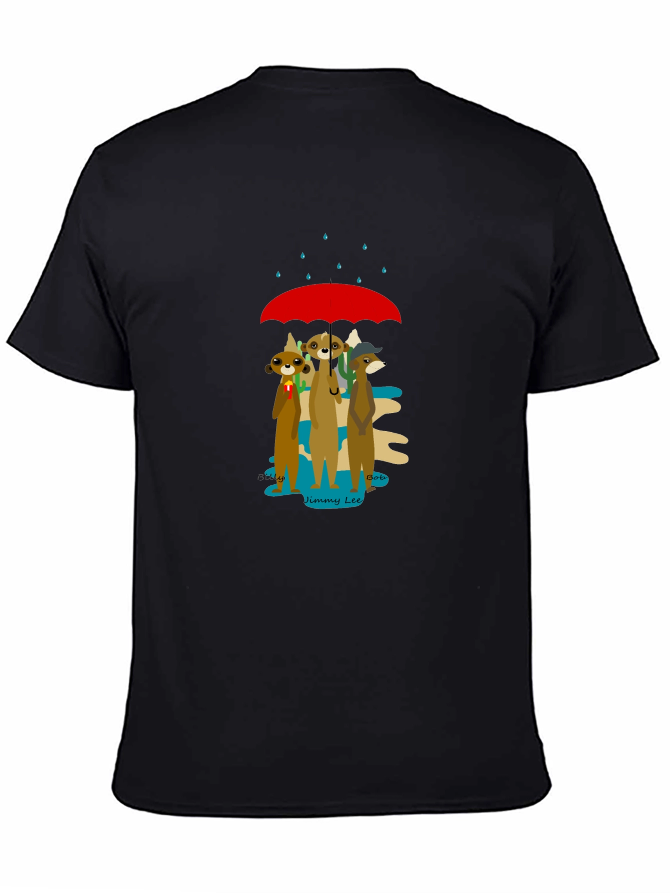 Black Meerkat Umbrella Graphic Tee - Soft Cotton Blend view 4