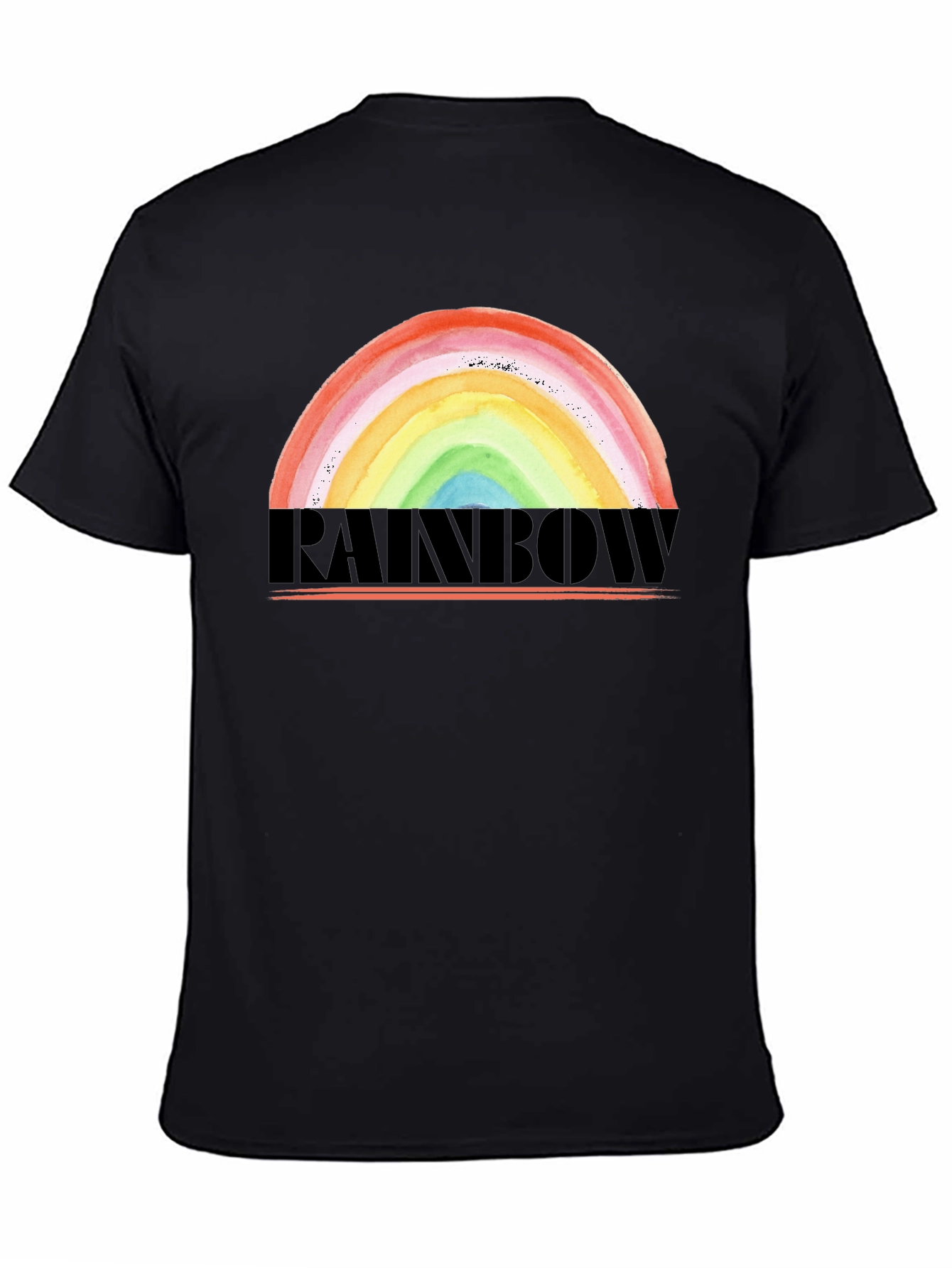 Black Rainbow Graphic Tee - Colorful Pride Design T-Shirt view 4