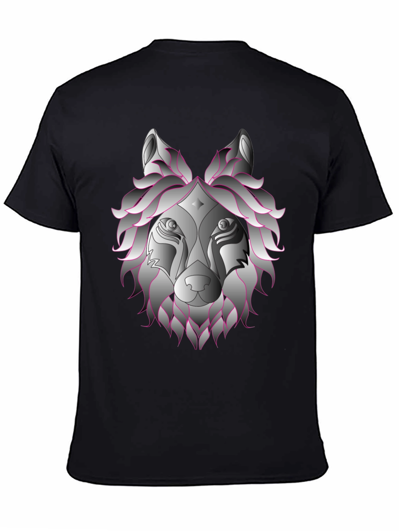 Black Wolf Head Graphic T-Shirt - Black view 4