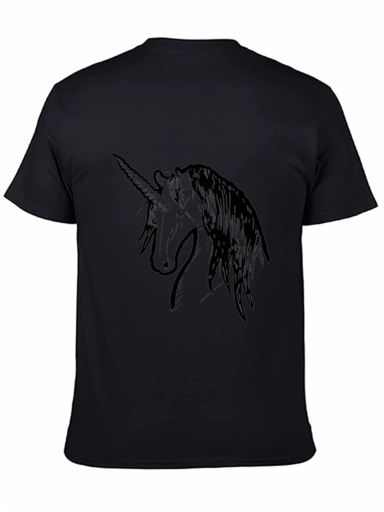 Black Unicorn Graphic Tee - Black Cotton T-Shirt view 4