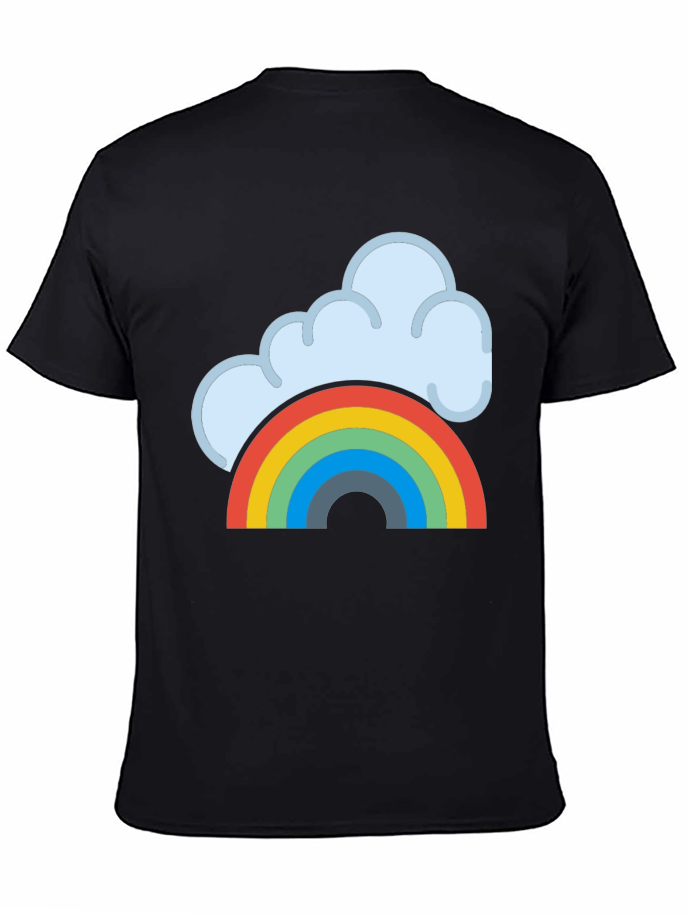 Black Rainbow Cloud Graphic Tee - Black Cotton T-Shirt view 4