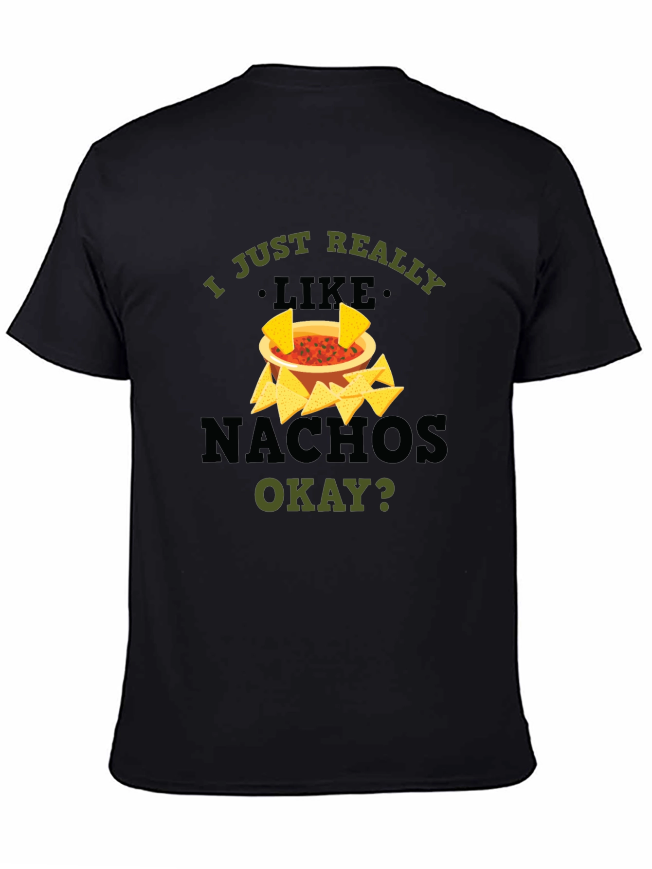 Black I Just Really Like Nachos Black Graphic T-Shirt view 4