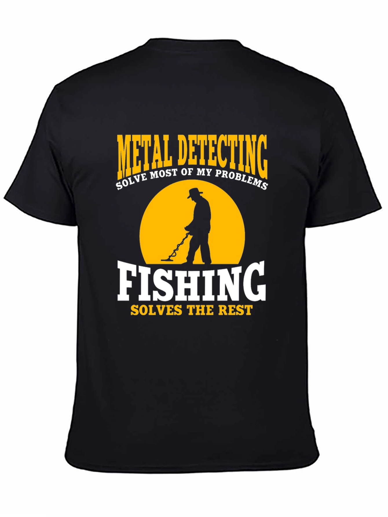 Black Metal Detecting & Fishing Graphic T-Shirt view 4