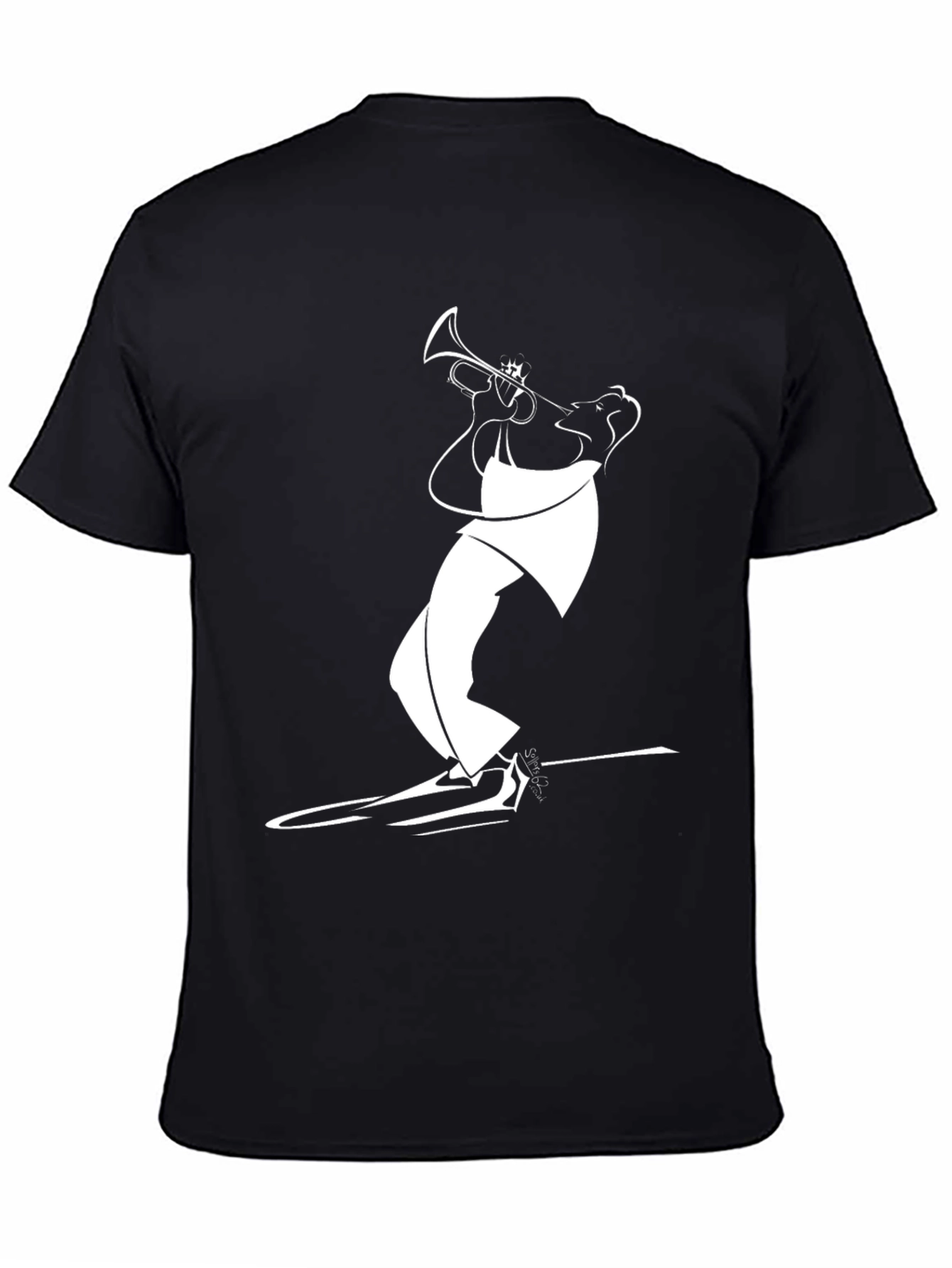 Black Black T-Shirt with White Jazz Musician Design view 4