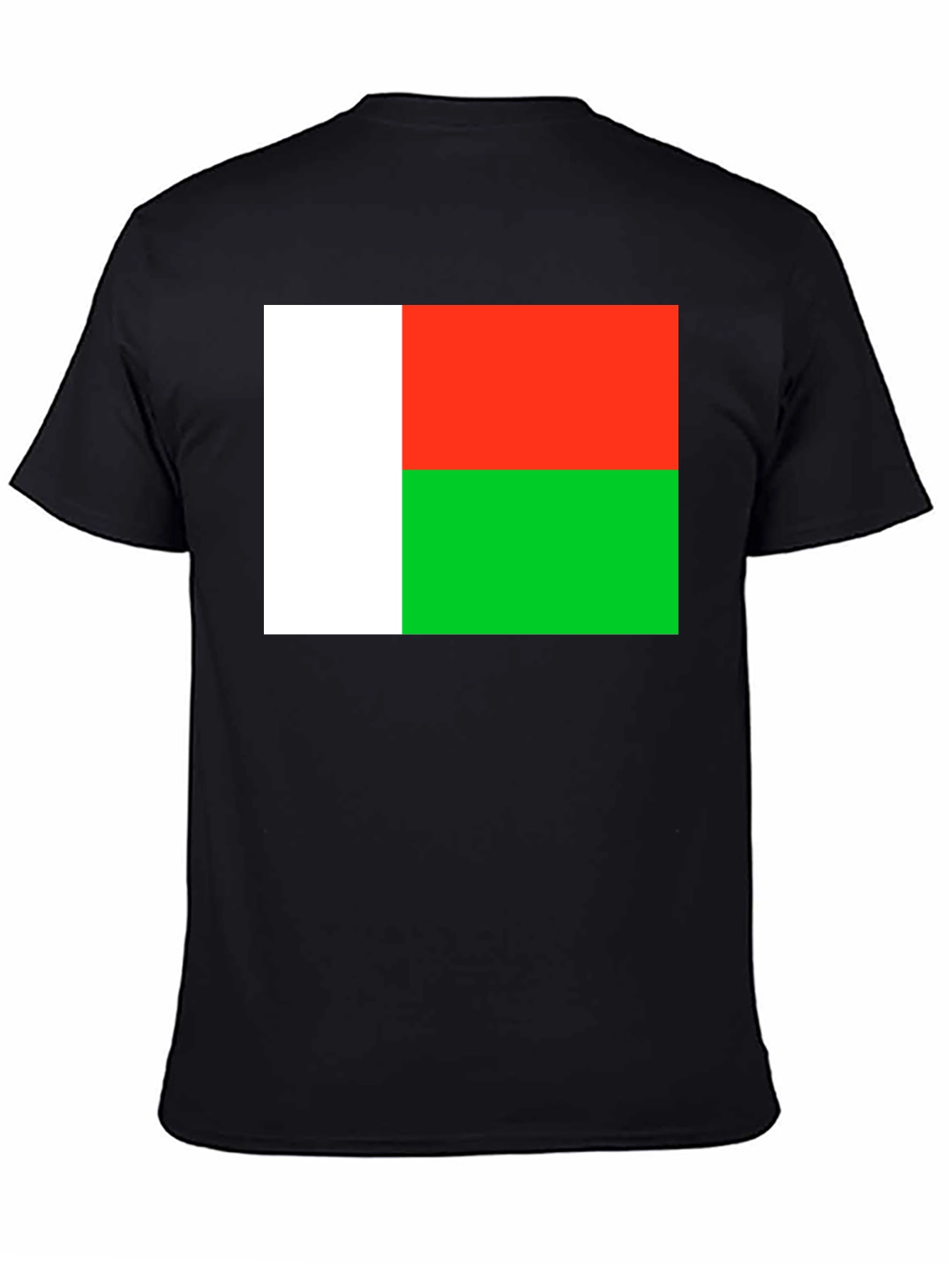 Black Madagascar Flag T-Shirt - Black Cotton Tee view 4