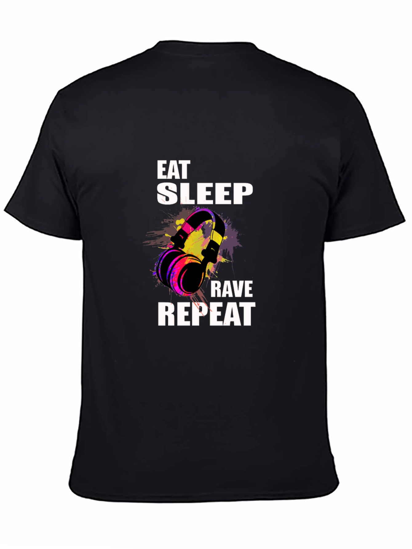 Black Eat Sleep Rave Repeat Graphic Tee view 4