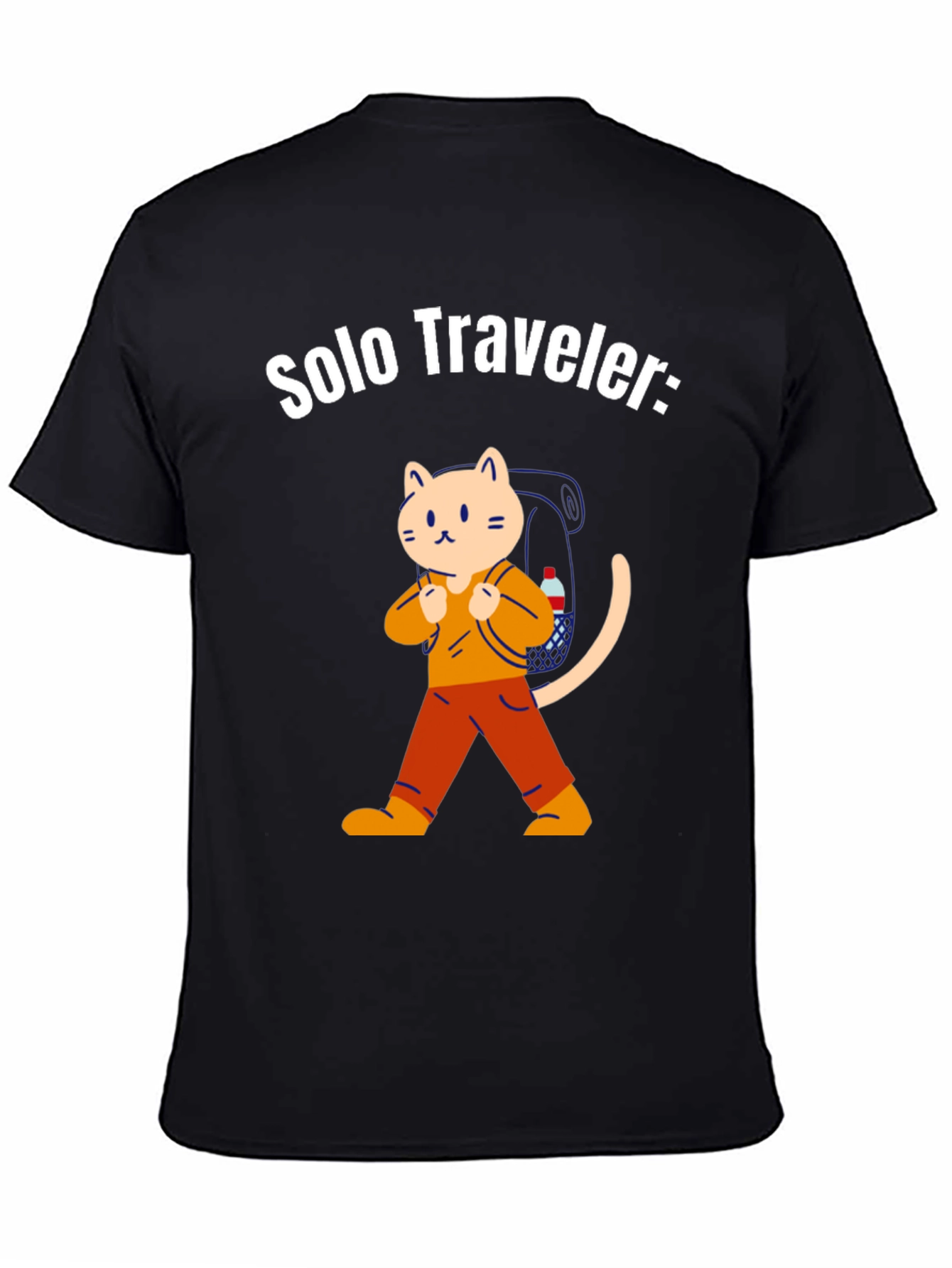 Black Solo Traveler Cat T-Shirt view 4