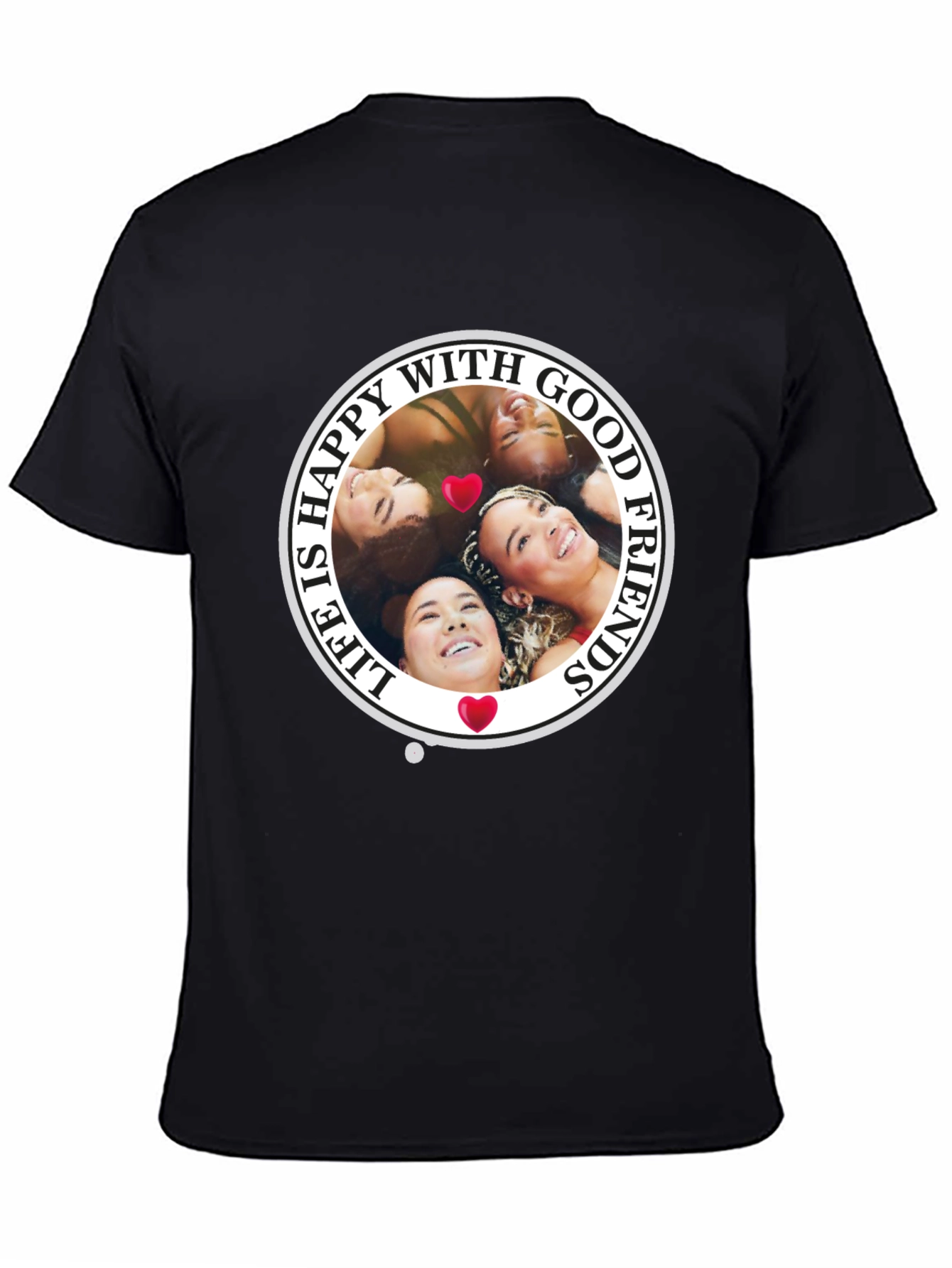 Black Happy With Good Friends T-Shirt view 4