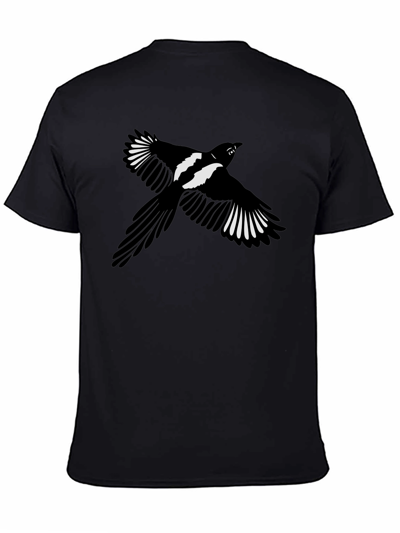 Black Black T-Shirt with Magpie Bird Graphic view 4
