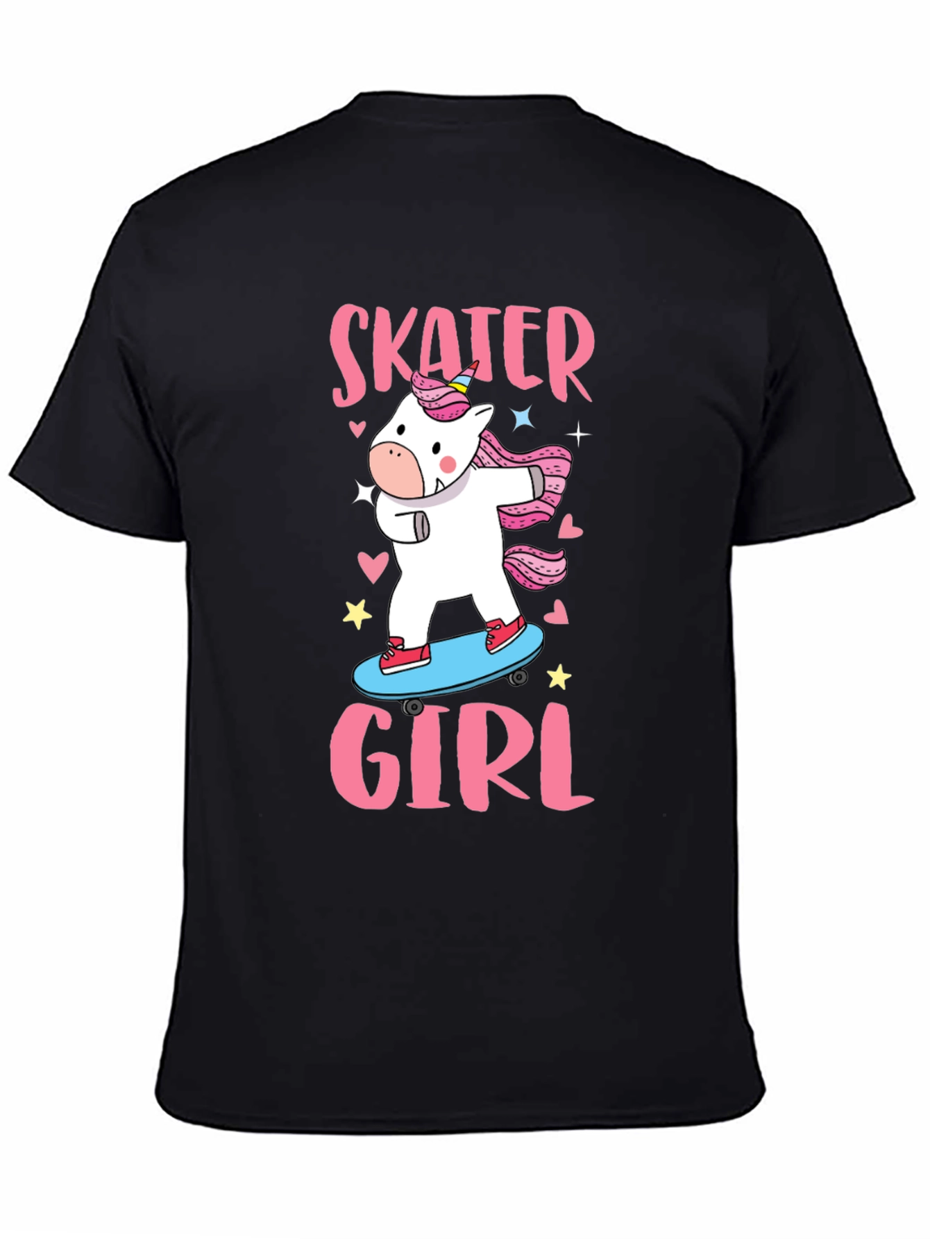 Black Skater Girl Unicorn T-Shirt - Cute Graphic Tee view 4
