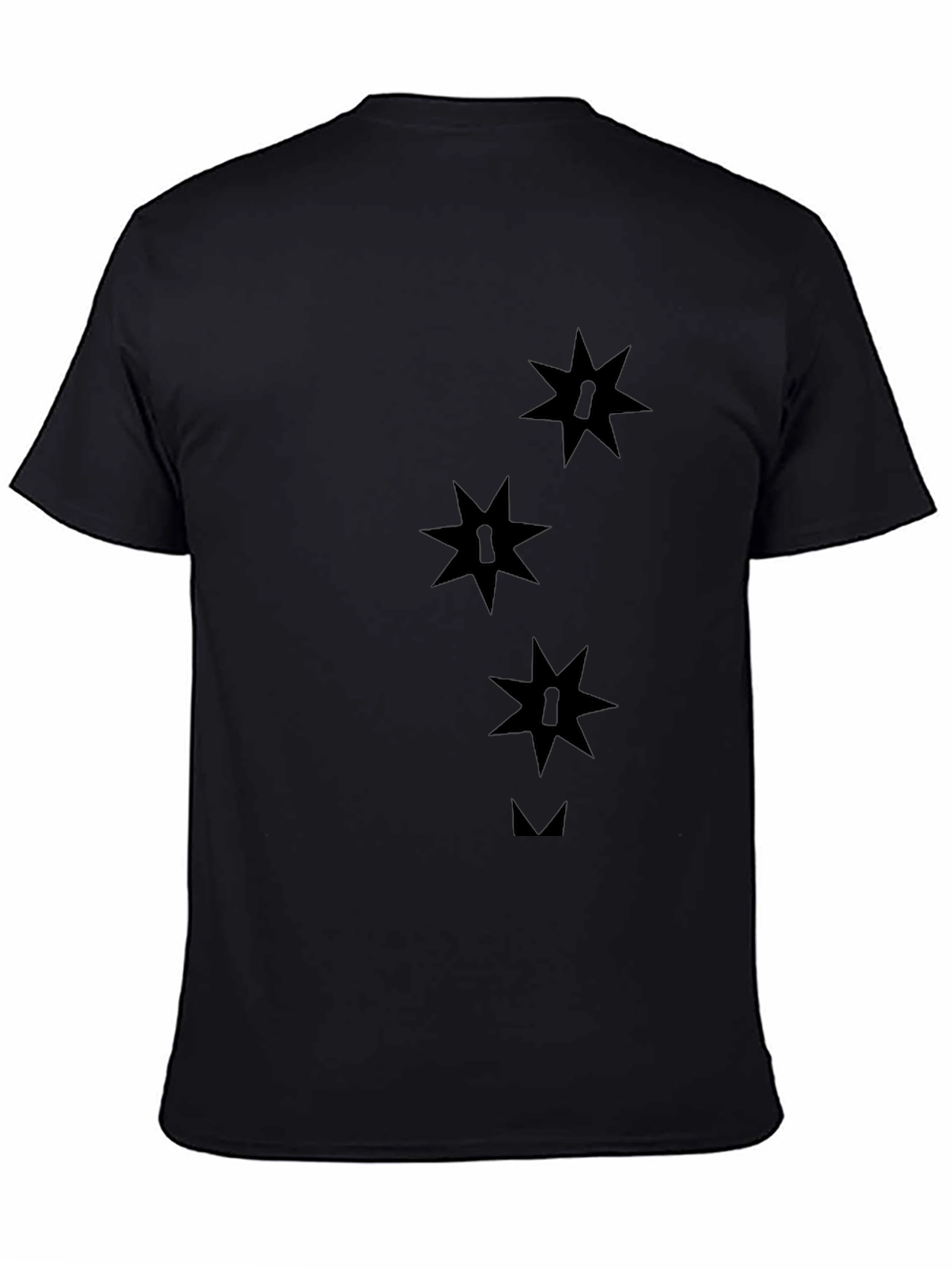 Black Black Graphic Tee - Stars and Lock Design view 4