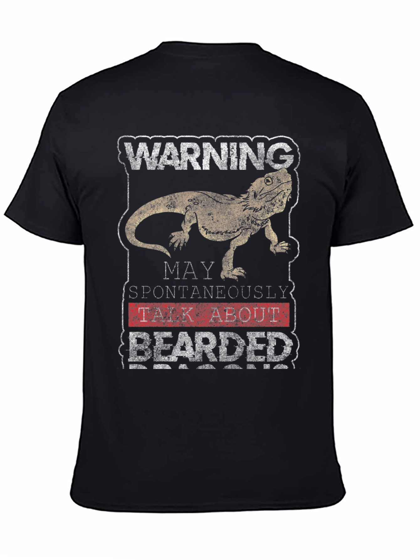 Black Warning May Spontaneously Talk About Bearded Dragons T-Shirt view 4