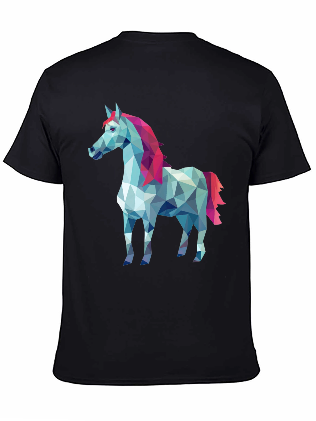 Black Geometric Horse Graphic Tee - Stylish Men's Black T-Shirt view 4