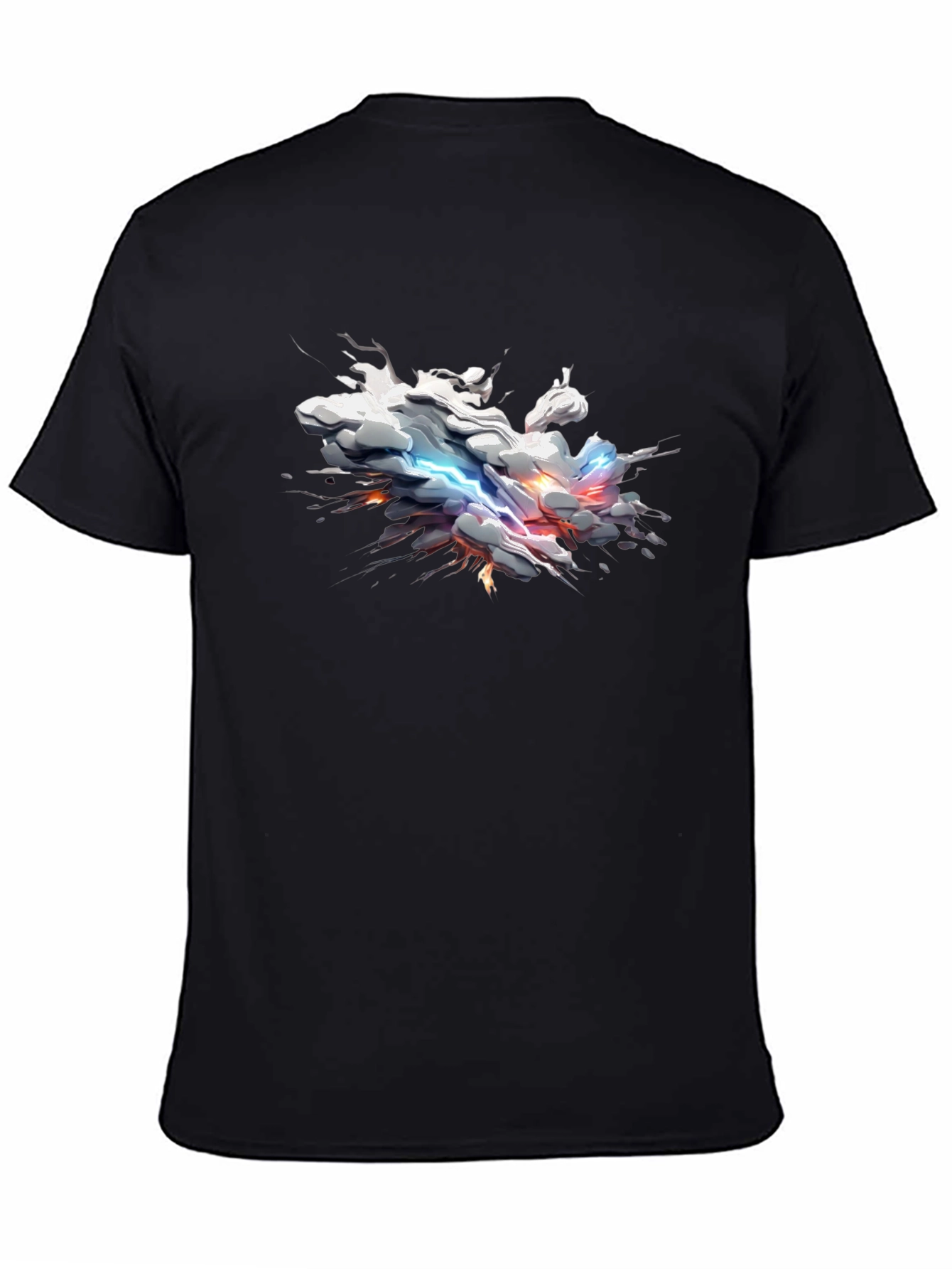 Black Abstract Lightning Cloud Graphic T-Shirt view 4