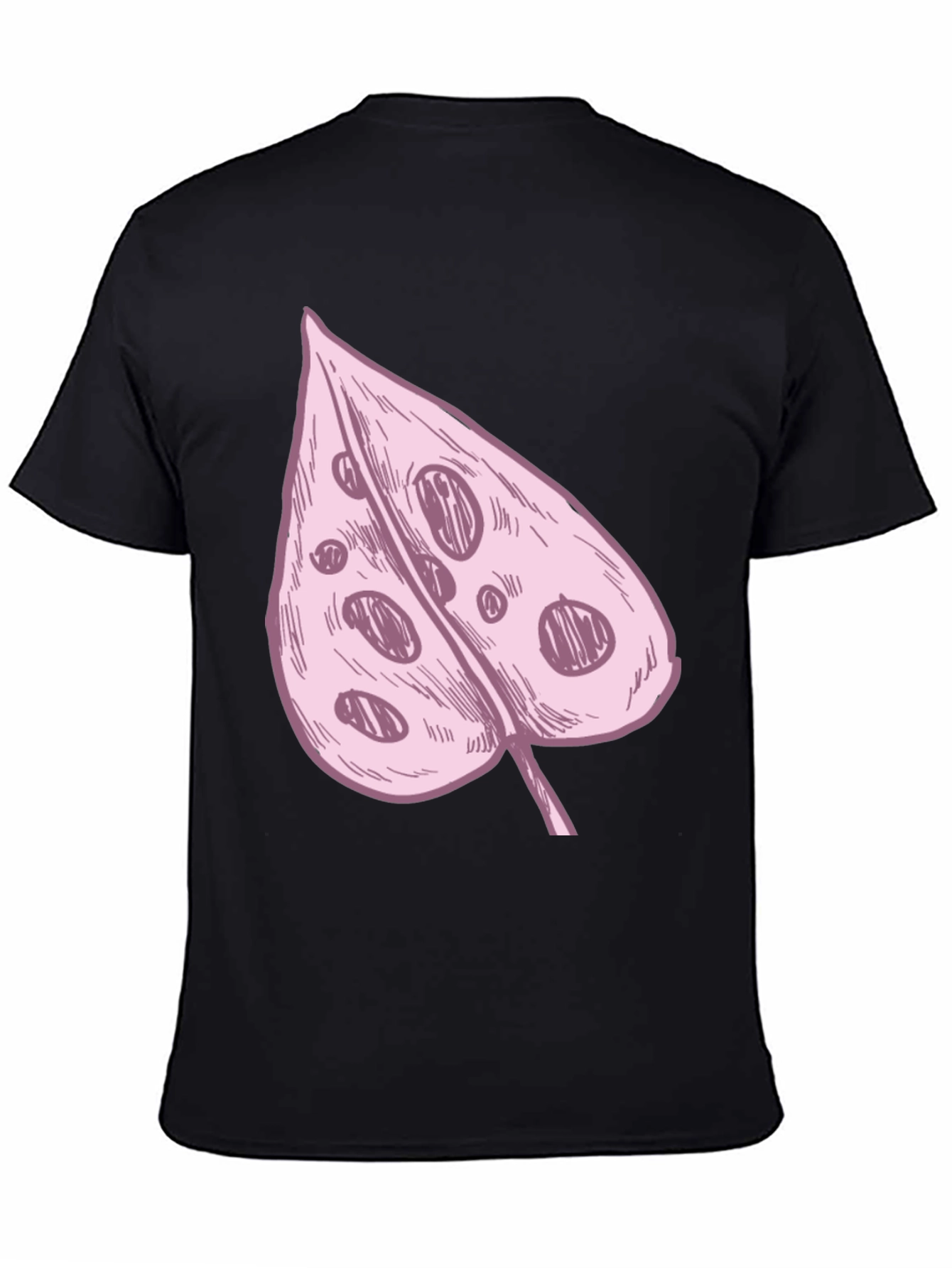 Black Pink Swiss Cheese Leaf Graphic Black Tee view 4
